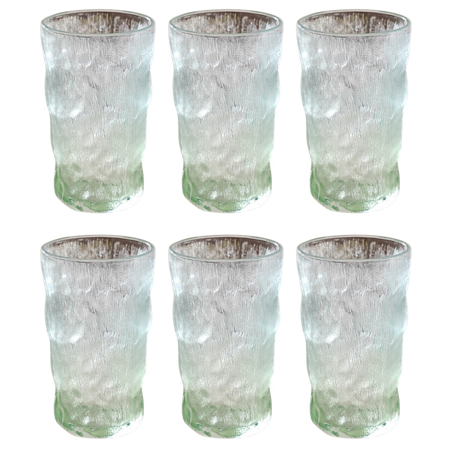 Nestasia Tall Glasses Set of 6, Food-Safe and Lead-Free Tumbler, Ombre Glacier Tempered Glassware, 350ml each