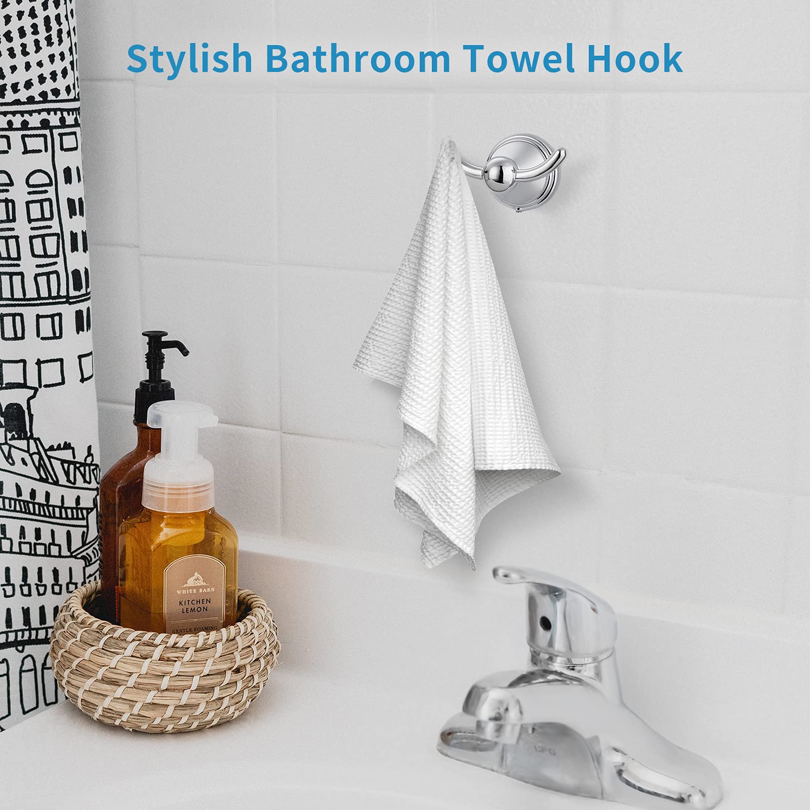 Filta Bathroom Towel Hooks, Polished Chrome Robe & Towel Hooks For Bathroom Wall Mounted, Traditional Bathroom Towel And Robe Wa