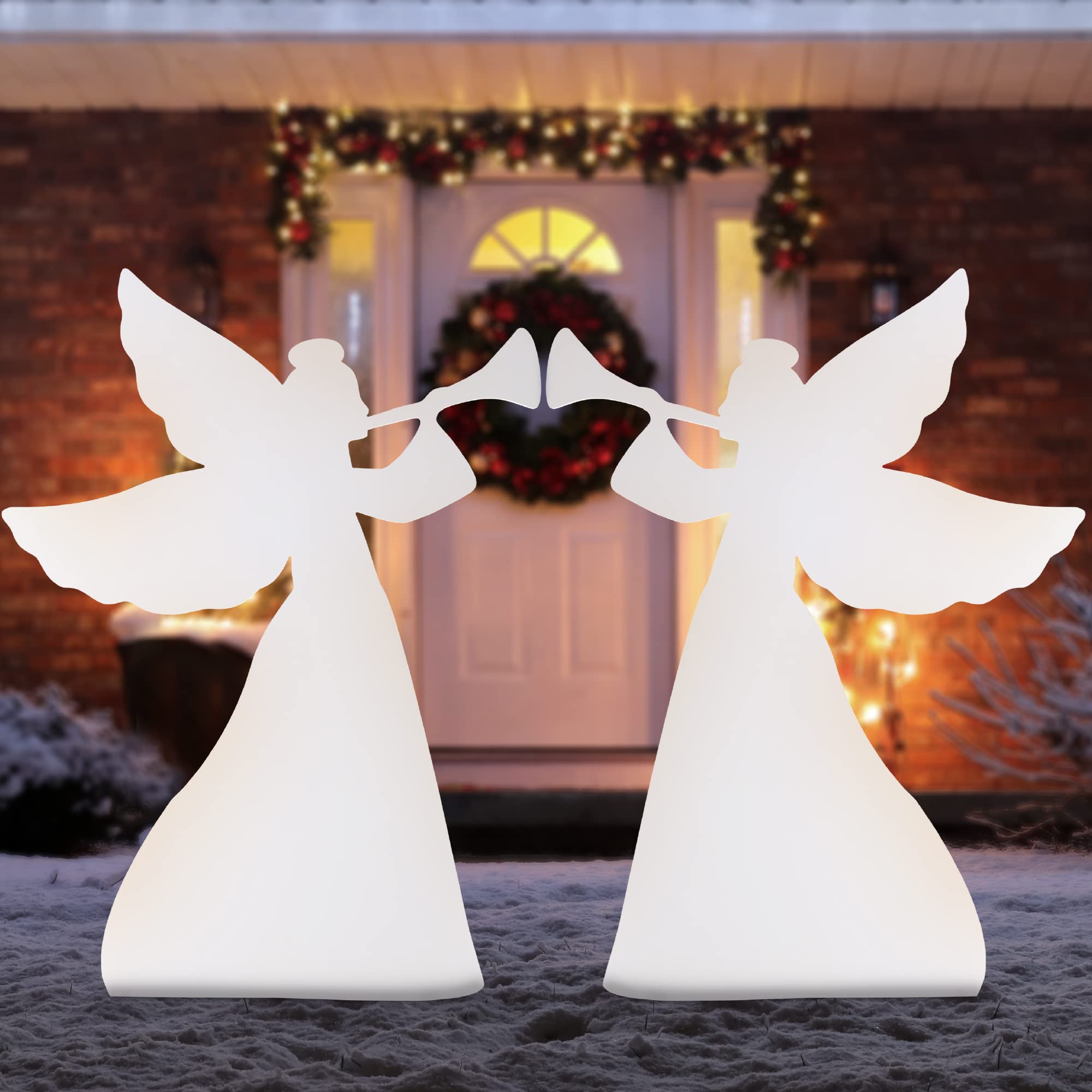 Best Choice Products 3ft Set of 2 Outdoor Christmas Angel Yard Decorations, Weather-Resistant PVC D  cor for Lawn, Garden, Displ