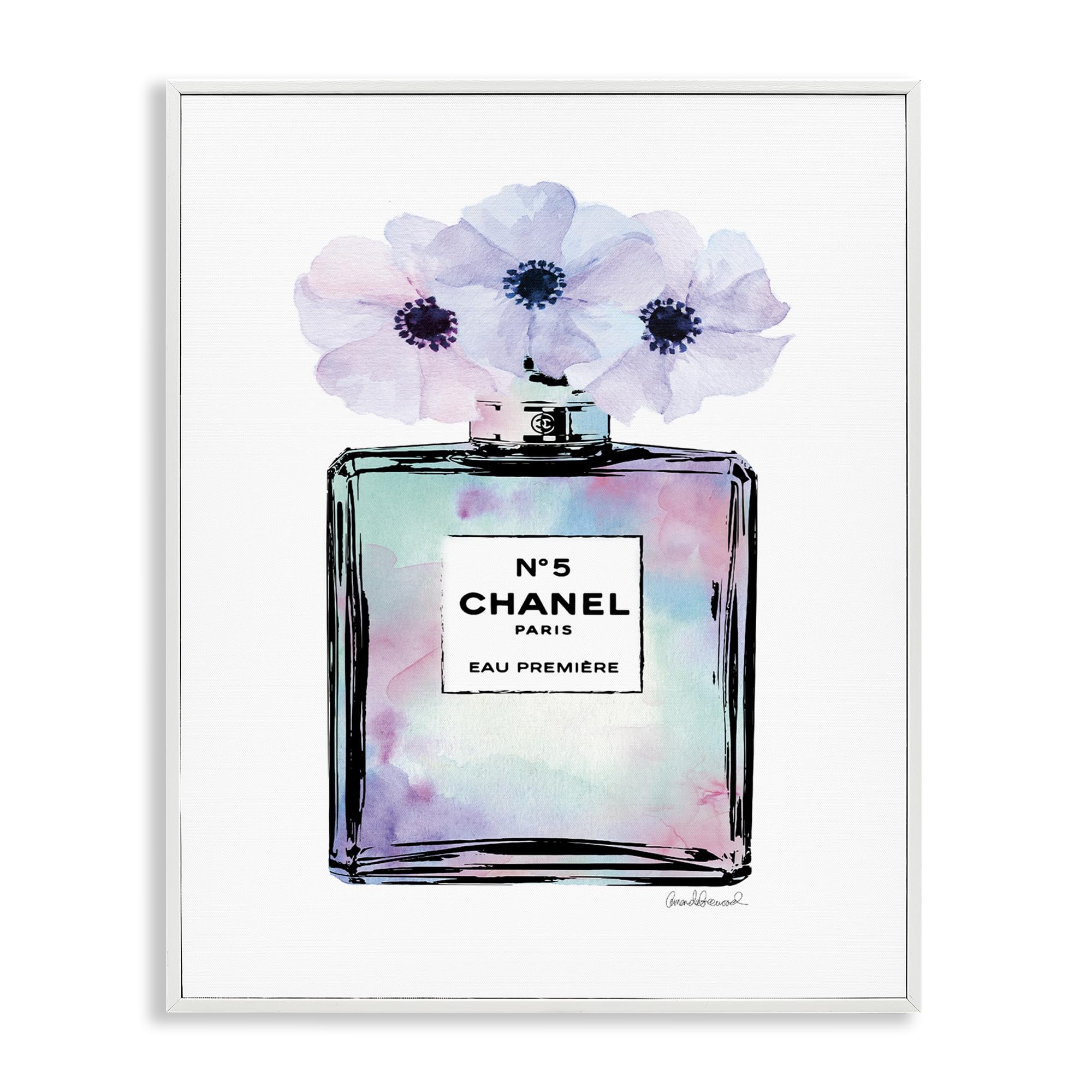 Stupell Industries Purple Flower Glam Perfume, Framed Giclee Art, White, 16 x 20 Inches, Easy to Hang and Sturdy, Made in USA,