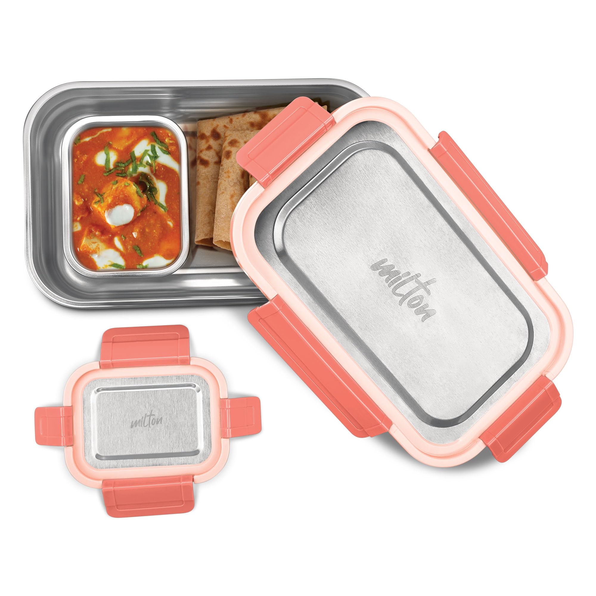 Milton Home Meal Sr. Stainless Steel Airtight Leak-Proof Lunch Box, Snacks Tiffin For Kids, Light Weight, Easy To Clean, For Off
