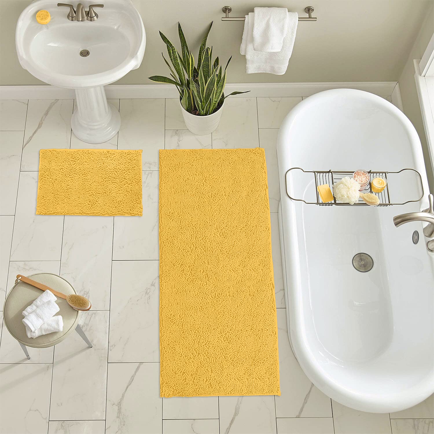 Luxurux Bathroom Rug Set-Extra-Soft Plush Bath Mat Shower Bathroom Rugs,1'' Chenille Microfiber Material, Super Absorbent (Recta