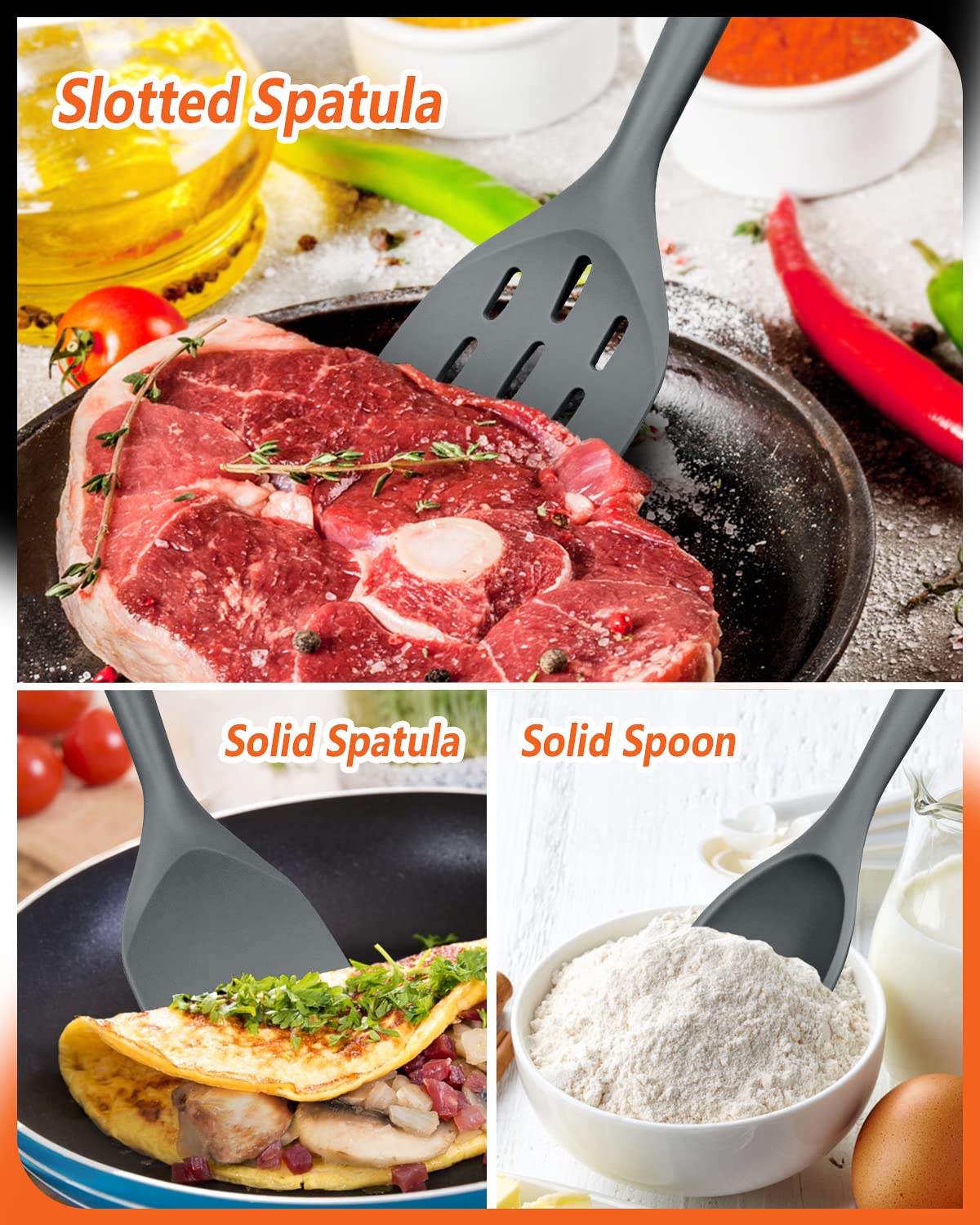 Pack Of 3 Silicone Spatula, Non Stick Cooking Utensil Set, Wooden Handle Kitchen Turner For Baking Mixing Grilling Serving Food