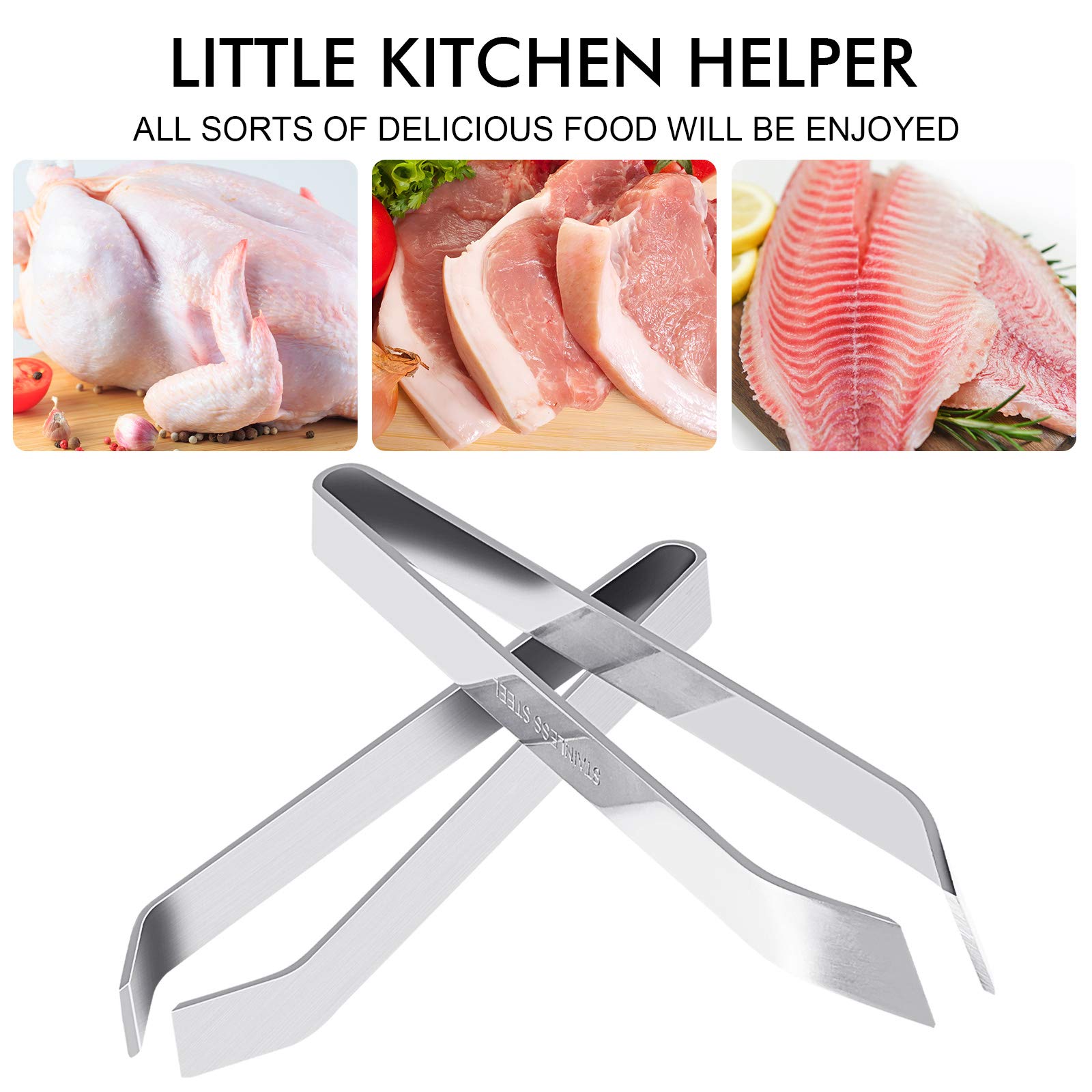 Fish Bone Tweezers, Professional Stainless Steel Flat And Slant Pliers Set For Kitchen Salmon Trout