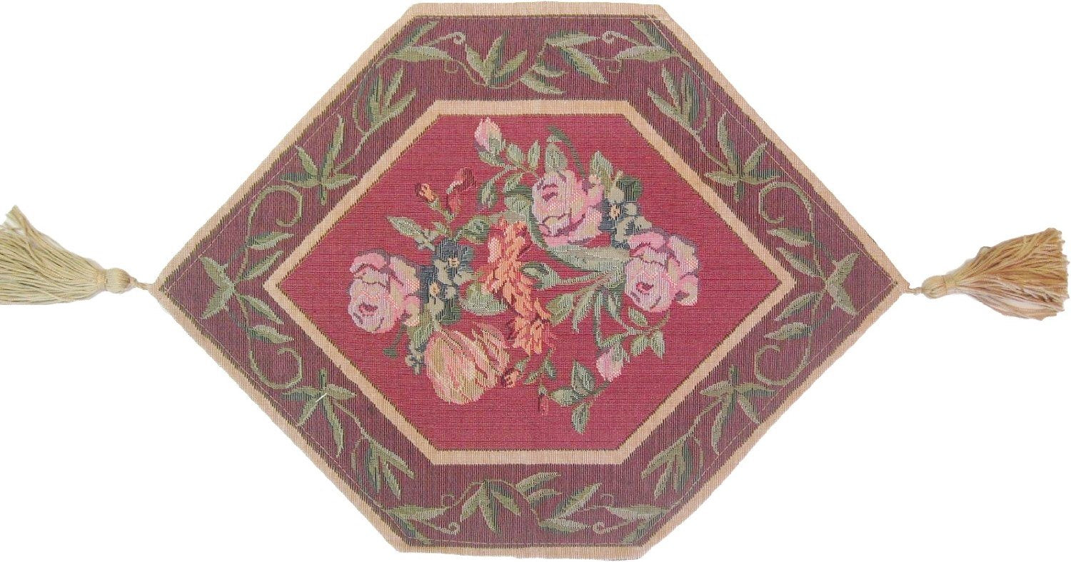 Dada Bedding Elegant Field Of Roses Tapestry Woven Table Runner, 13 By 17-Inch, Red Floral Decor - 2-Pieces