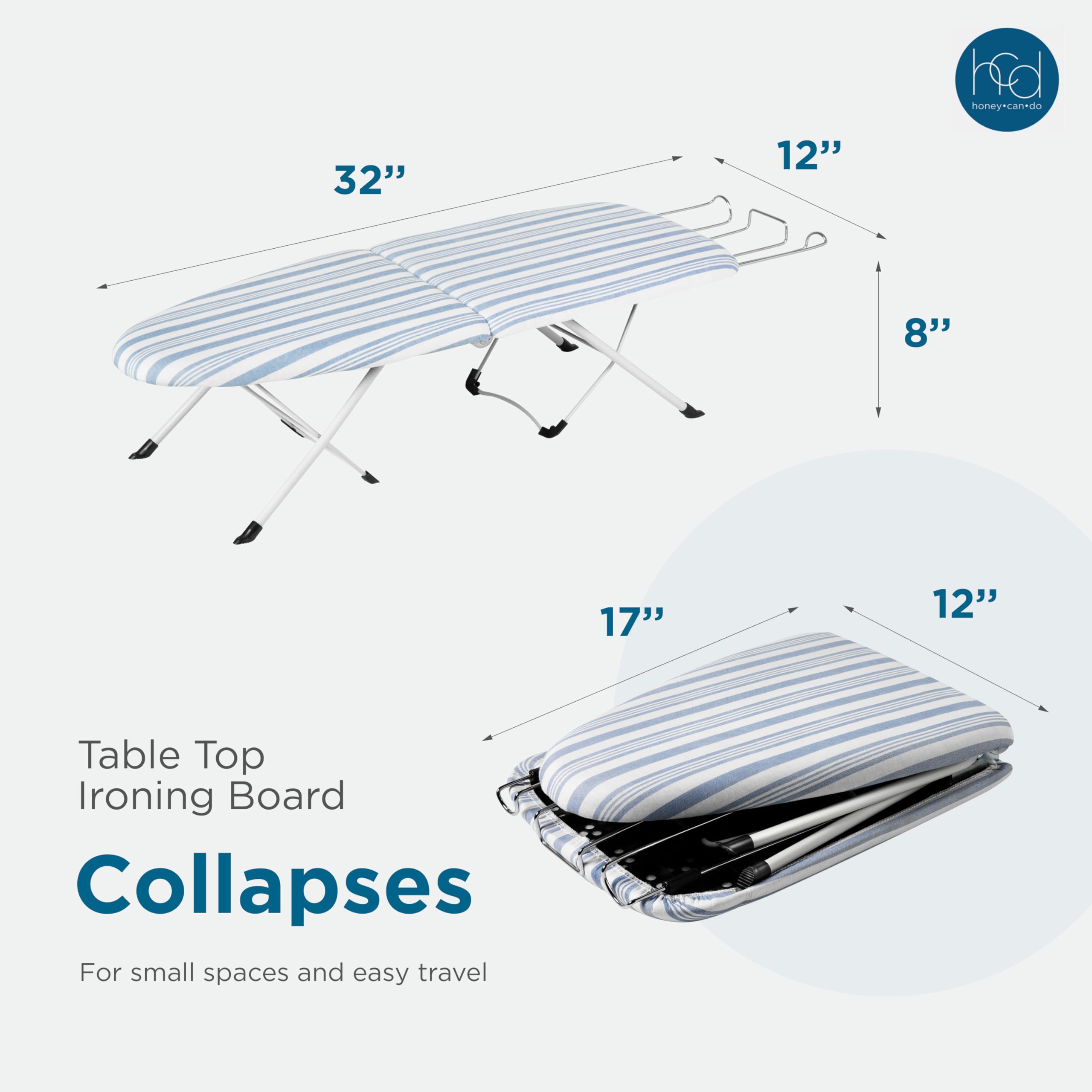 Honey-Can-Do Folding Tabletop Ironing Board With Iron Rest Brd-09222 Blue, 32    L X 12    W