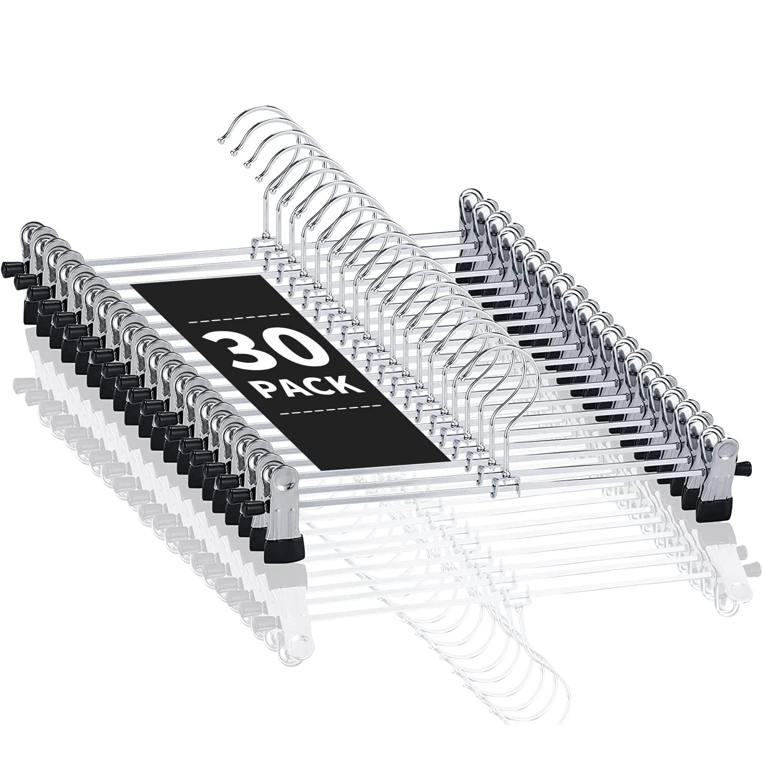 Cimlord 30 Pack Pants Hangers With Clips Skirt Hangers For Women Shorts Hangers Heavy Duty Metal Clothes Hanger For Closet Space