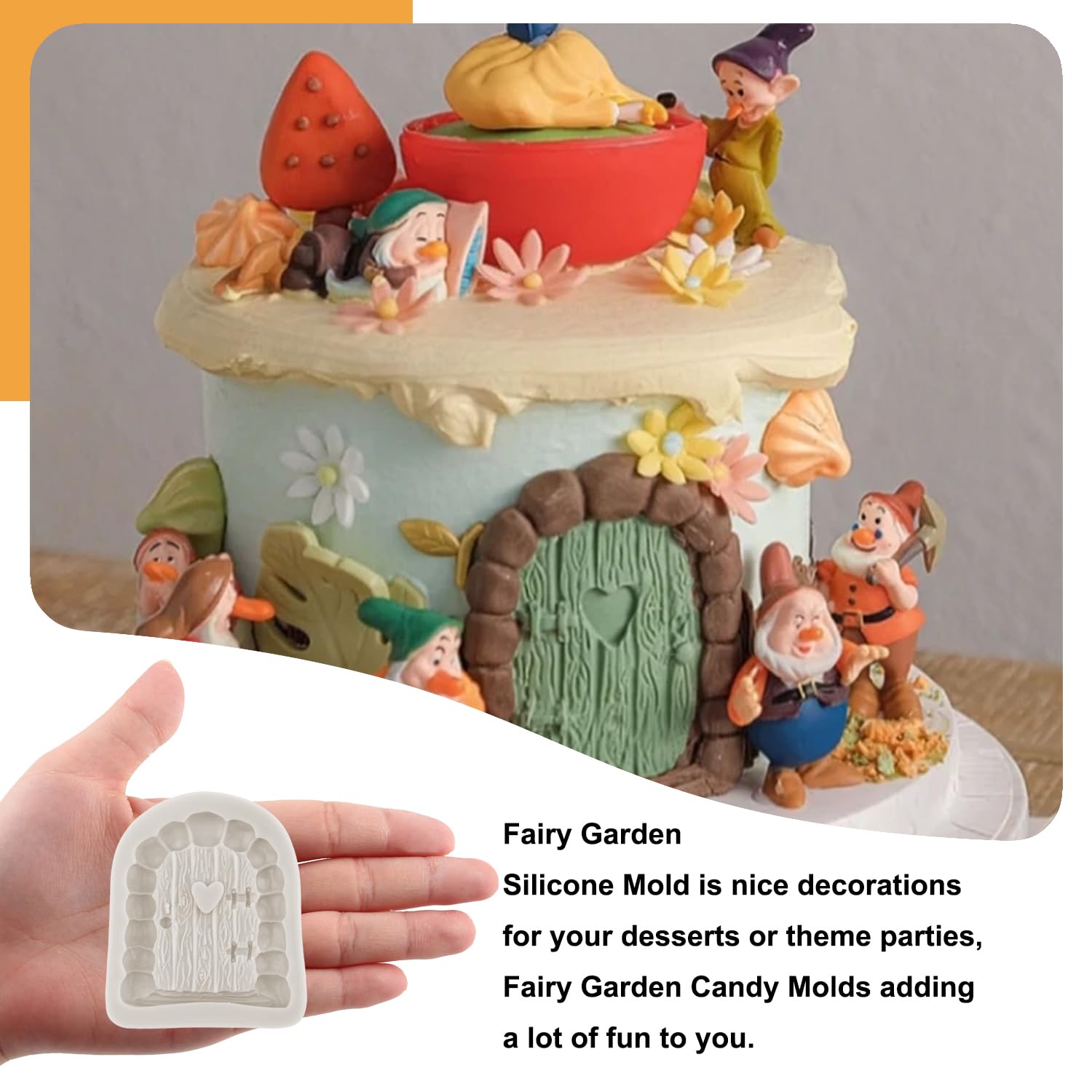Sijiangmold Enchanted Vintage Fairy Garden Fairy Gnome Home Door Window Silicone Molds Snail Mushroom Fondant Mold For Cake Deco