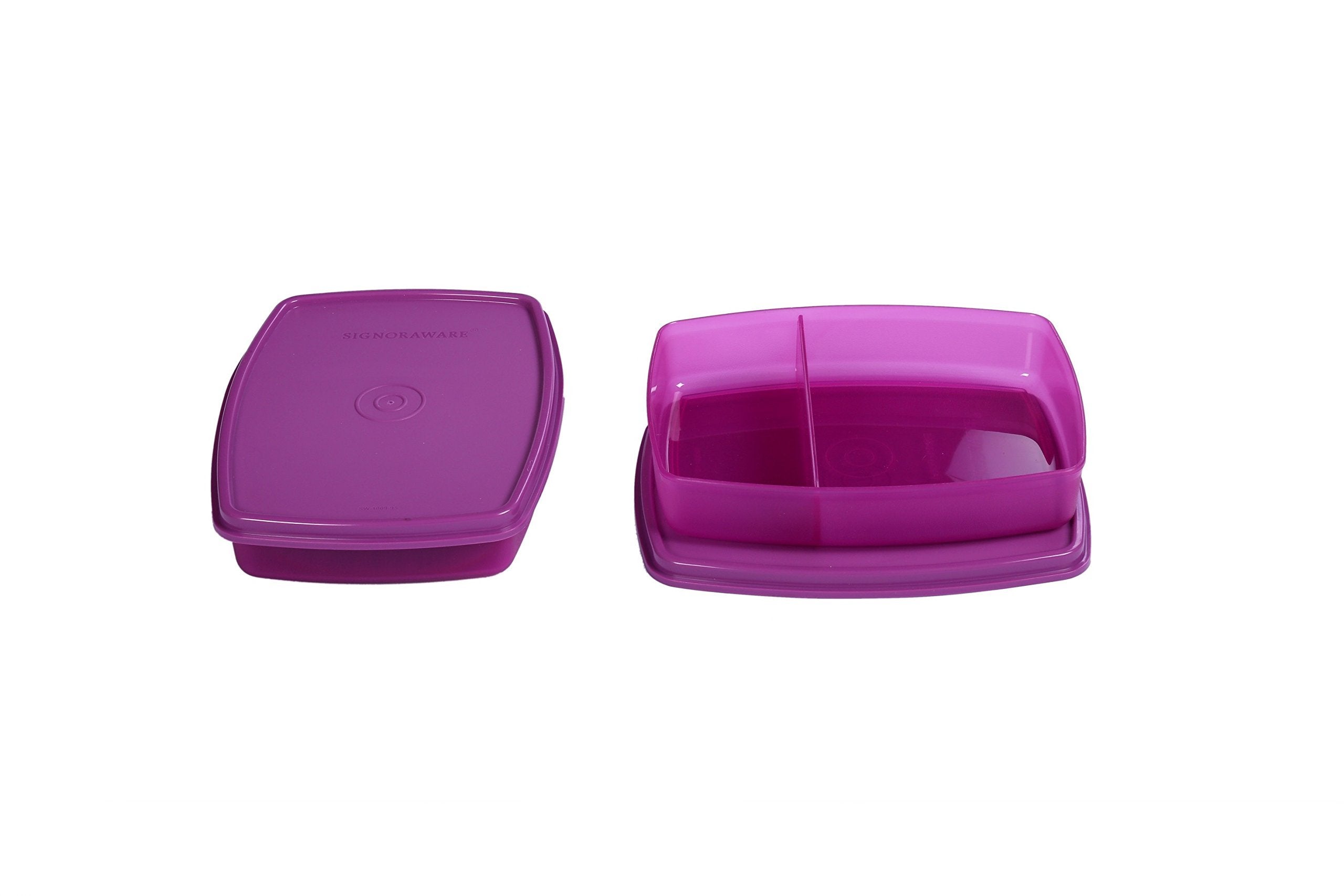 Signoraware Small Slim Lunch Box Set, 340Ml, Set Of 2, Purple