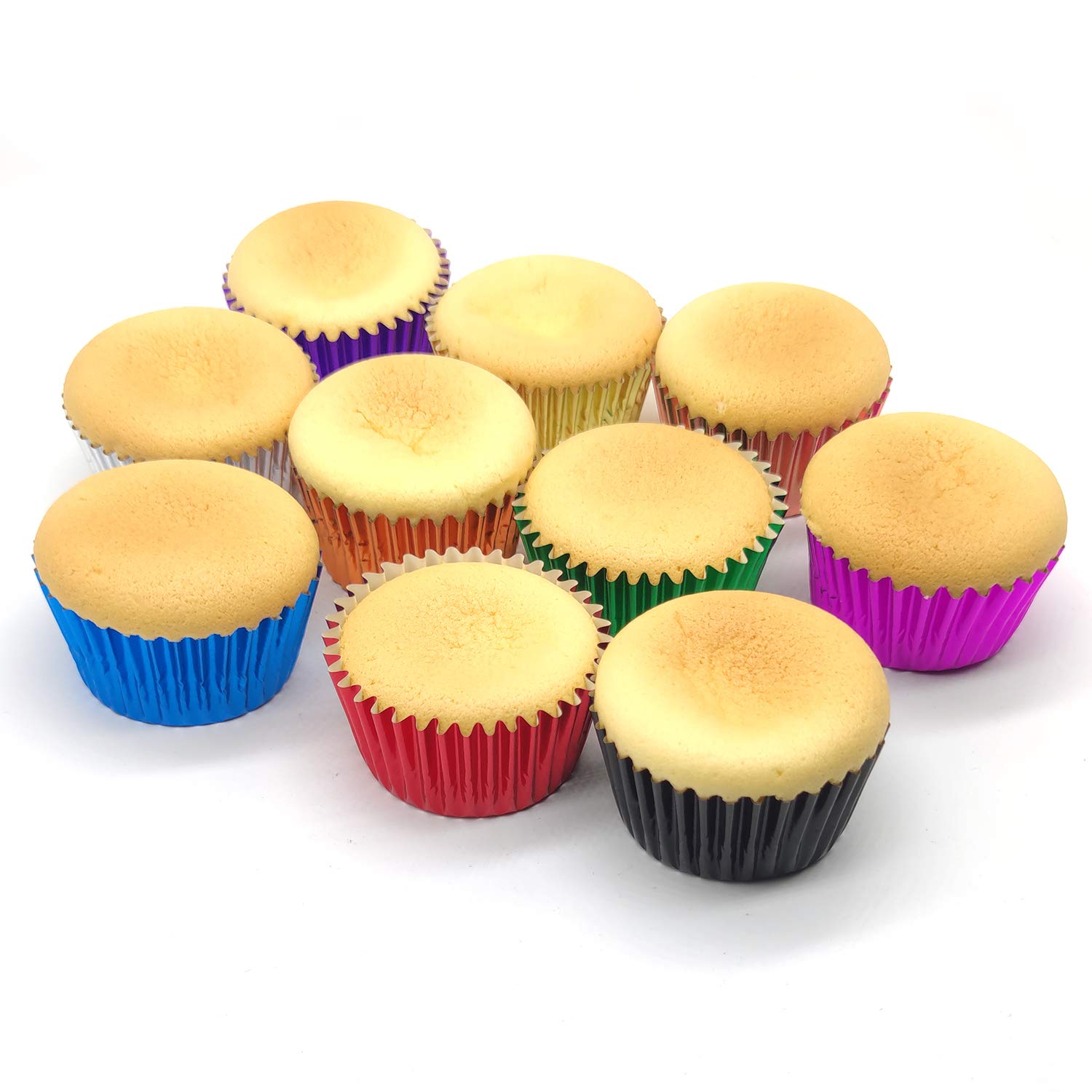 Mombake Standard Metallic Foil Cupcake Liners Paper Baking Cups In Assorted 10 Bright Colors, 200-Count
