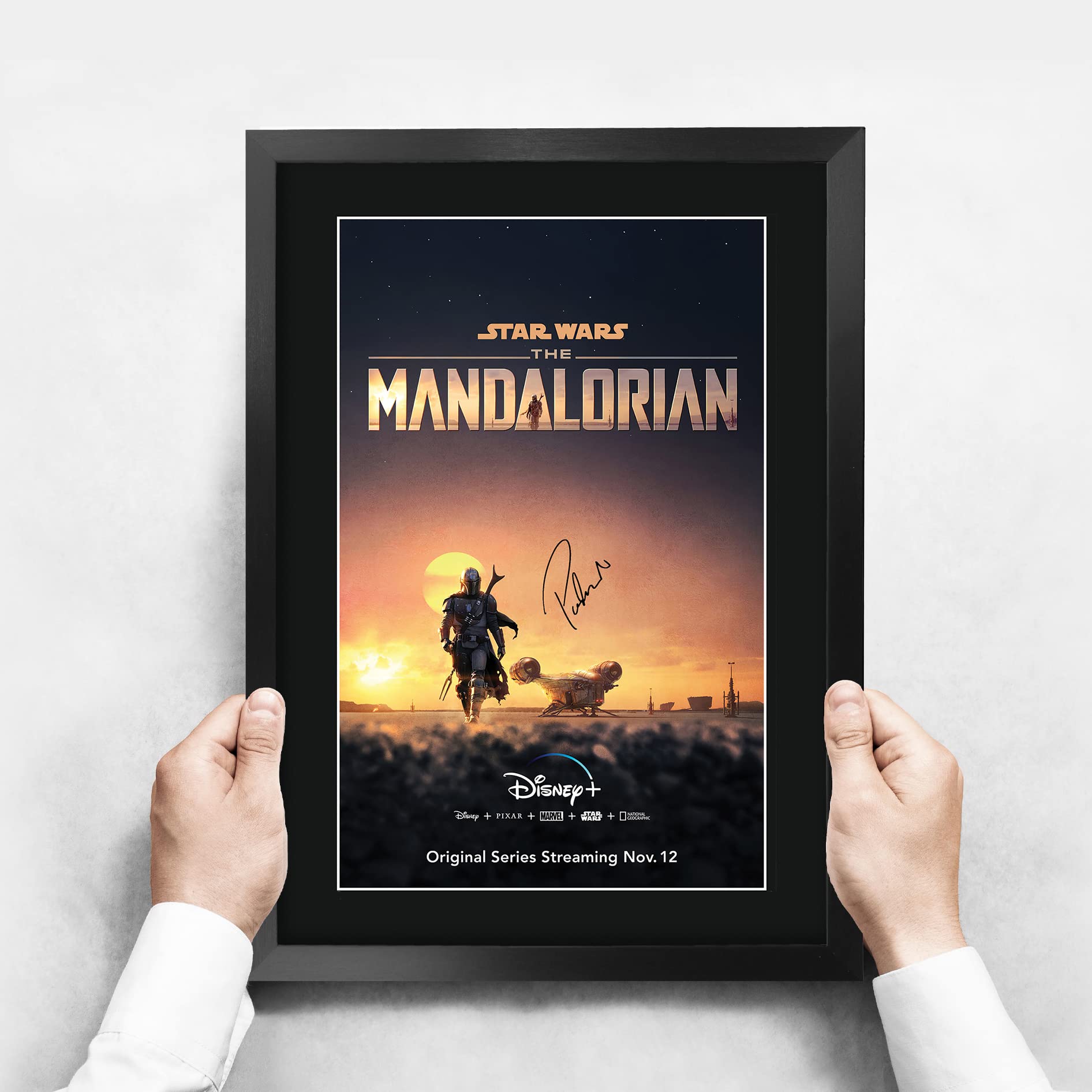Hwc Trading The Mandalorian Pedro Pascal 16 X 12 Inch Framed Gifts Printed Signed Autograph Picture For Tv Memorabilia Fans - 16