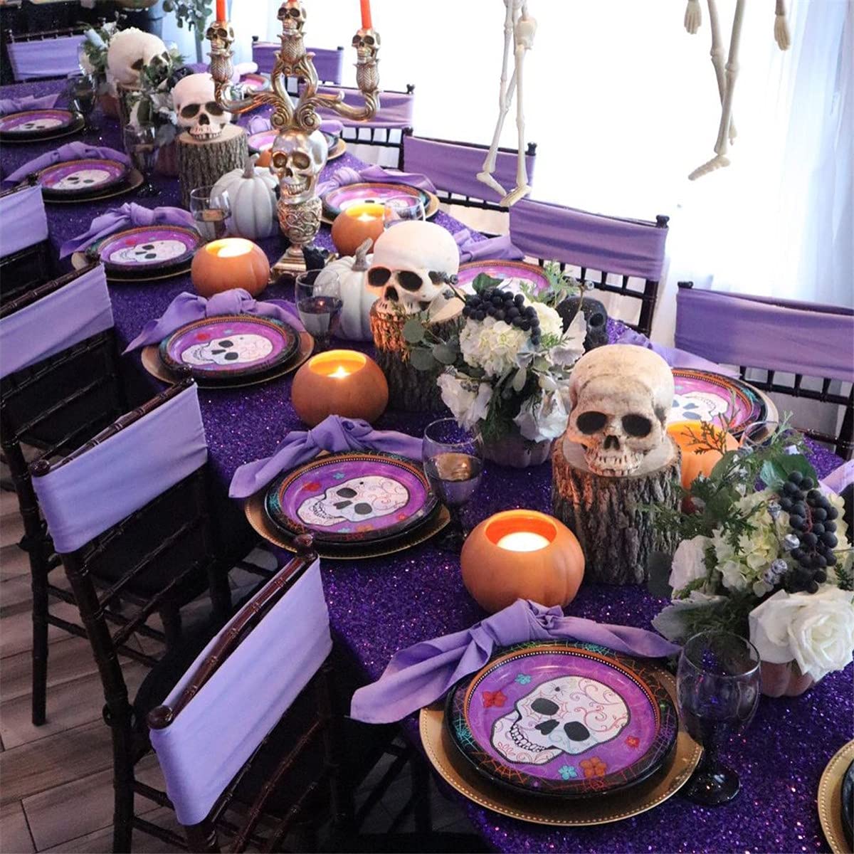 B-Cool Purple Sequin Tablecloth 60X102 Inch Sparkly Table Cloth Purple Table Drape Overlay For Wedding Halloween Birthday Party