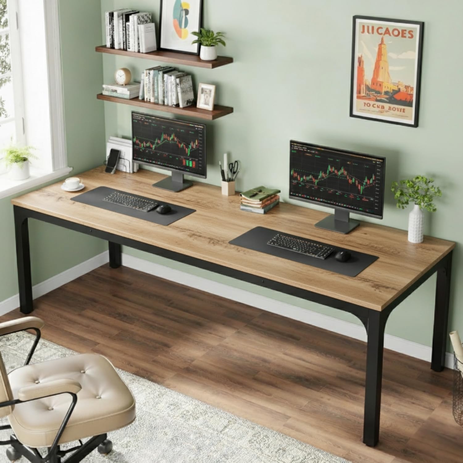 Tekavo Simplon Large Computer Table | Meeting Table | Conference Table | Two Person Desk | Large Executive Office Table | Long W