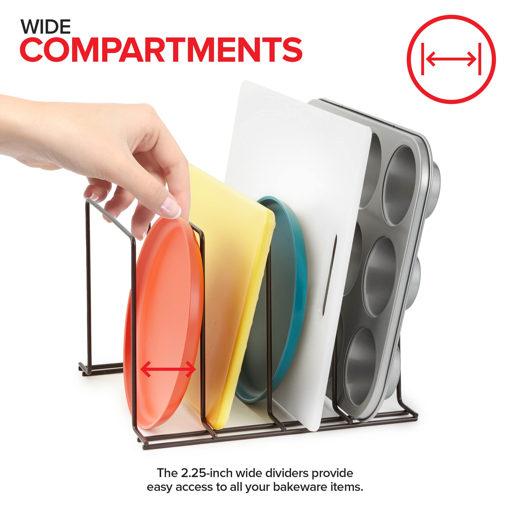 Stock Your Home Bronze (2 Pack) Steel Baking Pan Organizer Rack For Cabinet Or Counter, Holder For Kitchen Cutting Boards, Pot L