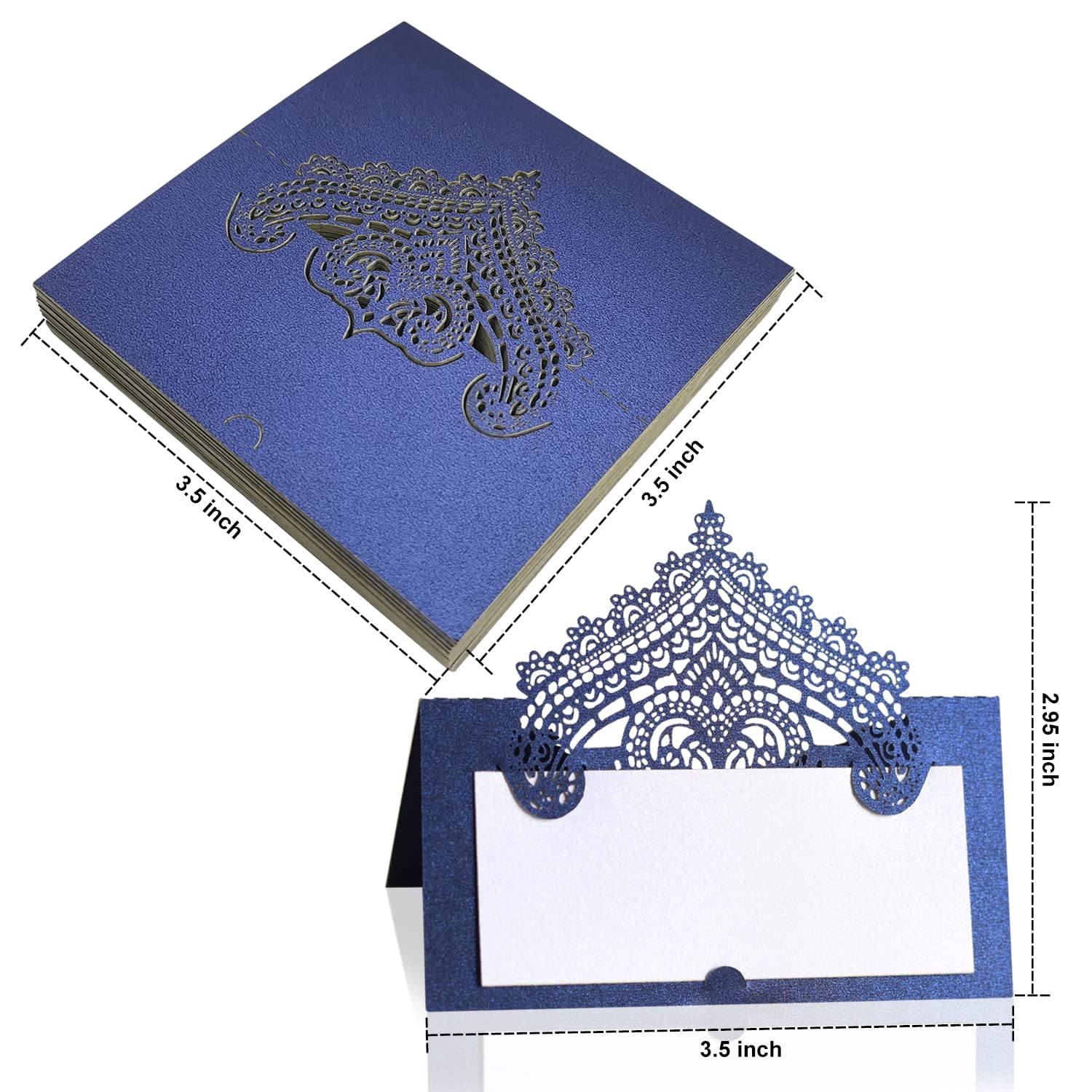 50 Pcs Laser Cut Wedding Place Cards Tented Name Card Folded Cards Blank Cardstock For Wedding, Banquet Tables,Table Setting, Bu