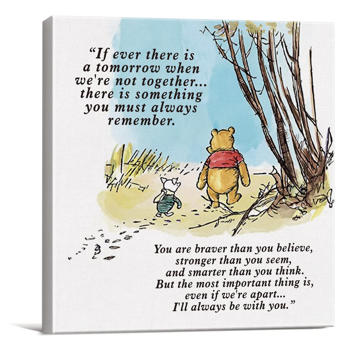 Classic Winnie The Pooh Wall Art Decor If Ever There Is A Tomorrow Quote Canvas Painting Pictures Framed Print Sign Artwork Read