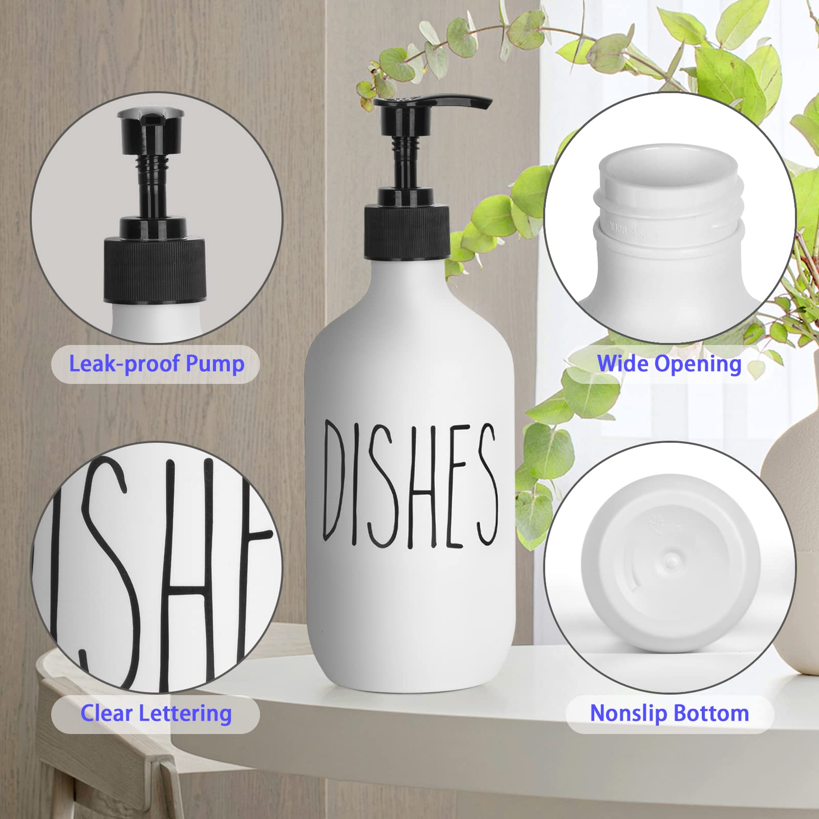 Hand And Dish Soap Dispenser Set 2 Pack 500Ml Large Plastic Soap Dispensers Refillable Pump Liquid Sanitizer Bottles For Kitchen