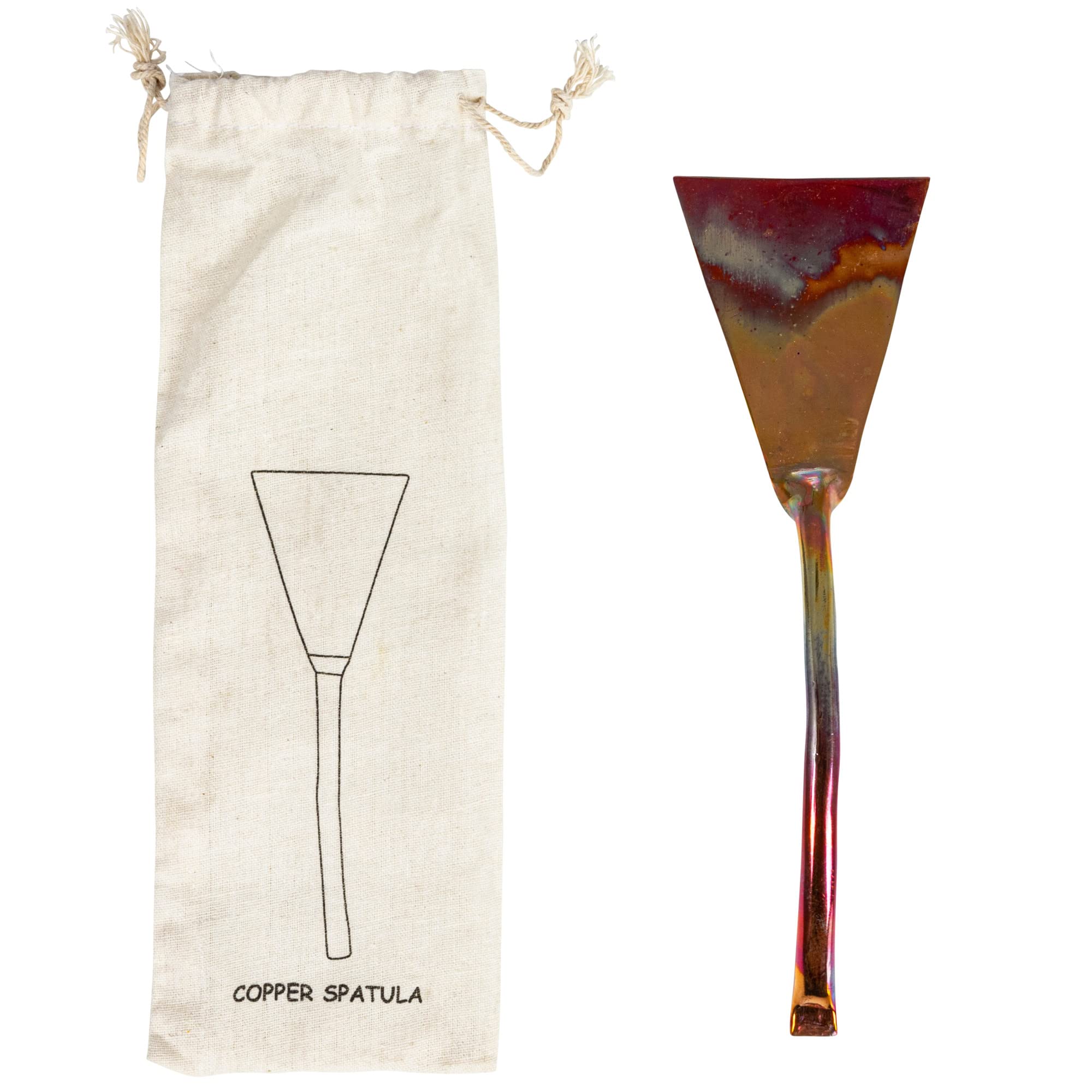 Creative Co-Op Modern Copper Drawstring Bag, Burnt Finish Cake Server
