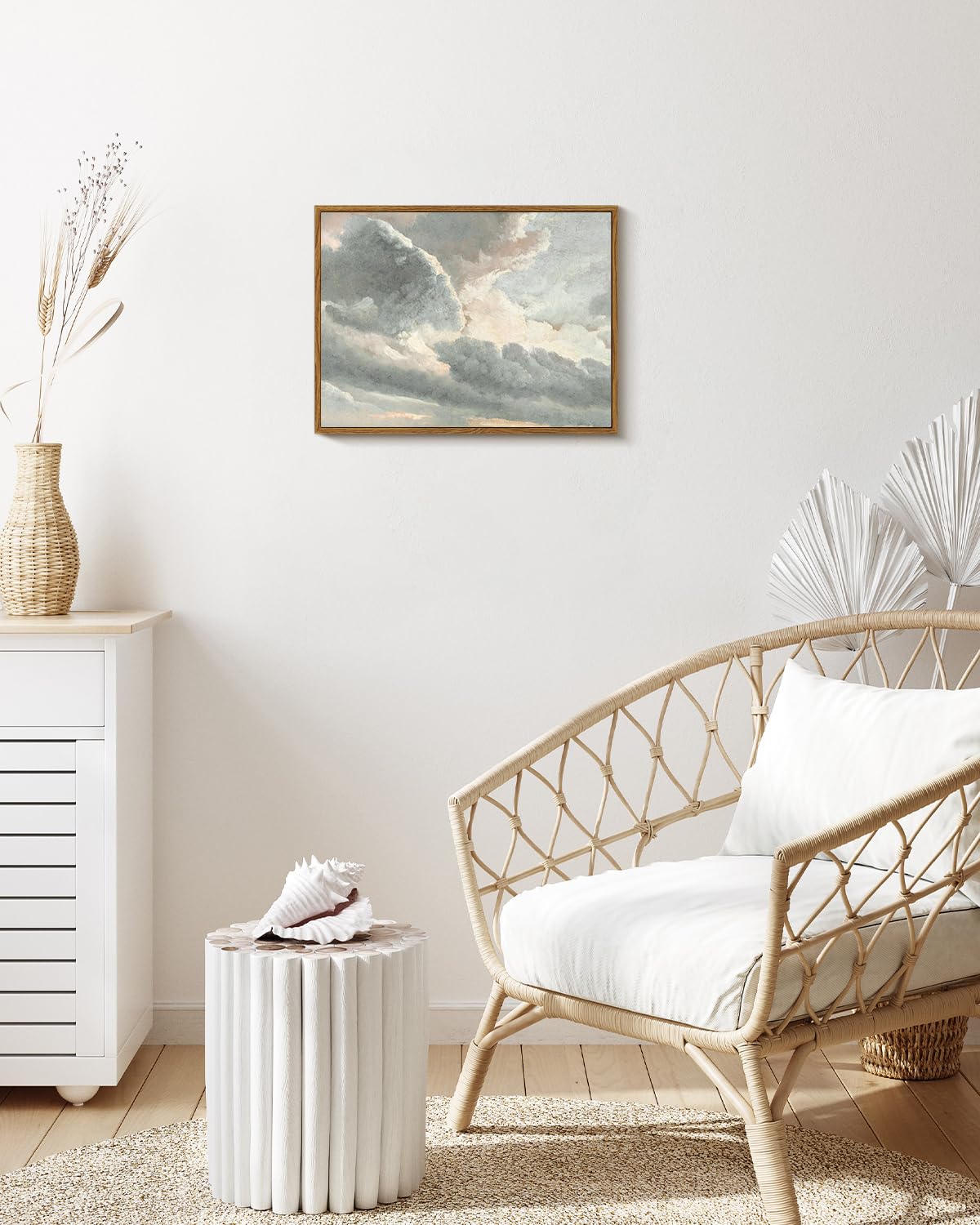 InSimSea Framed Wall Art Room Decor Classical Oil Painting Canvas Prints Study of Clouds with a Sunset near Rome Vintage Landscape Wall Art Home Decor 12x16in