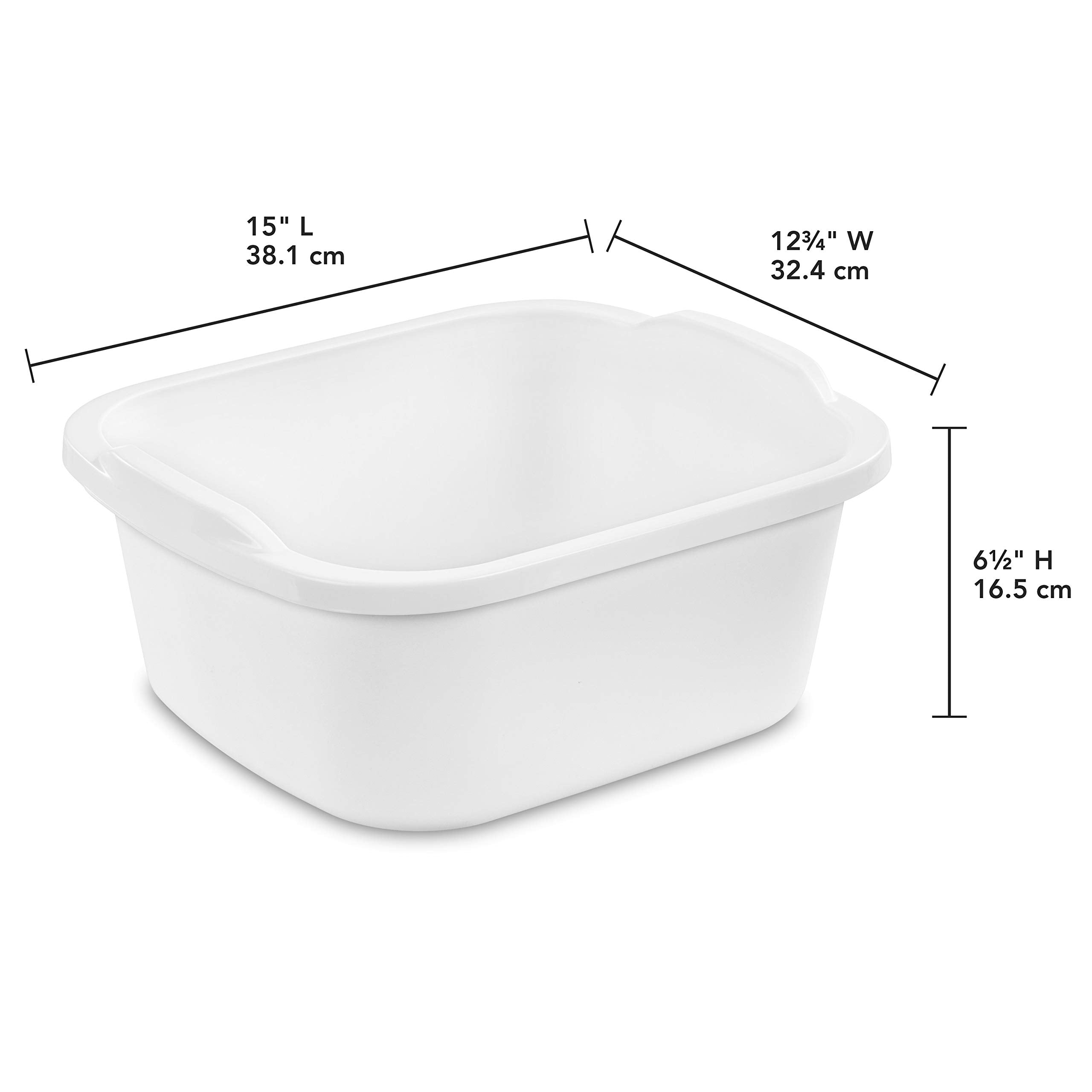 Sterilite 12 Qt Dishpan, Bin Ideal For Soaking And Cleaning Dirty Dishes In The Kitchen Sink, White, 8-Pack