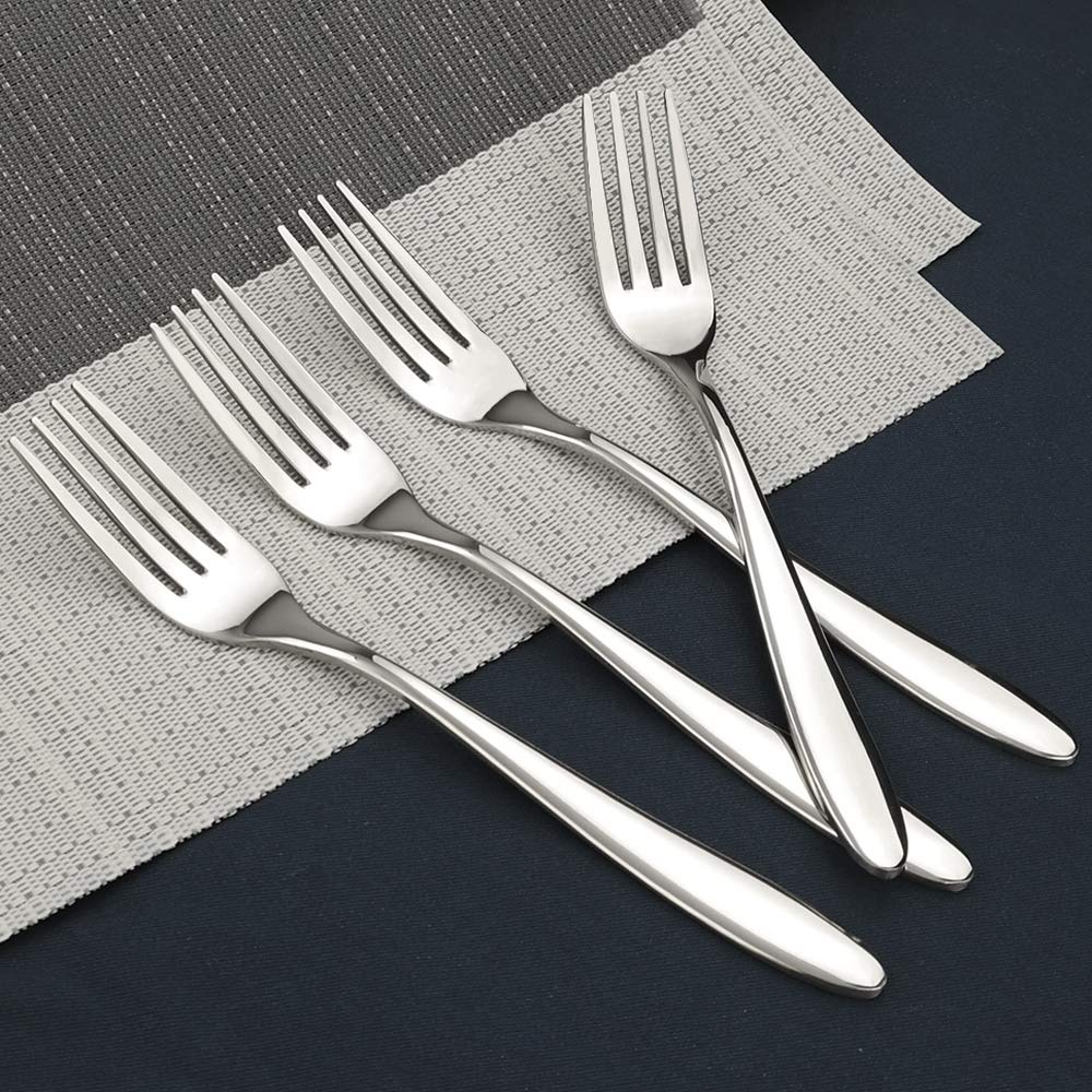 Ramddy Dinner Fork Flatware Set, 18/10 Stainless Steel Table Forks, 12 Pieces, A
