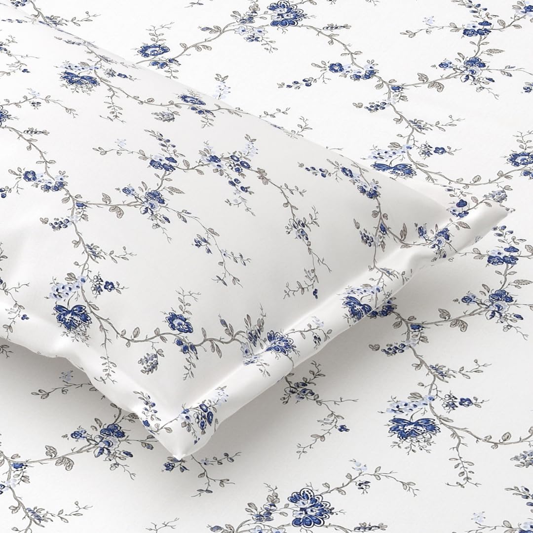 Plumora 100% Cotton 240 Tc Printed Elastic Fitted Bedsheets Queen Size With 2 Pillow Covers,5Ft X 6.5Ft / 60X 78 Inches, Upto 8 