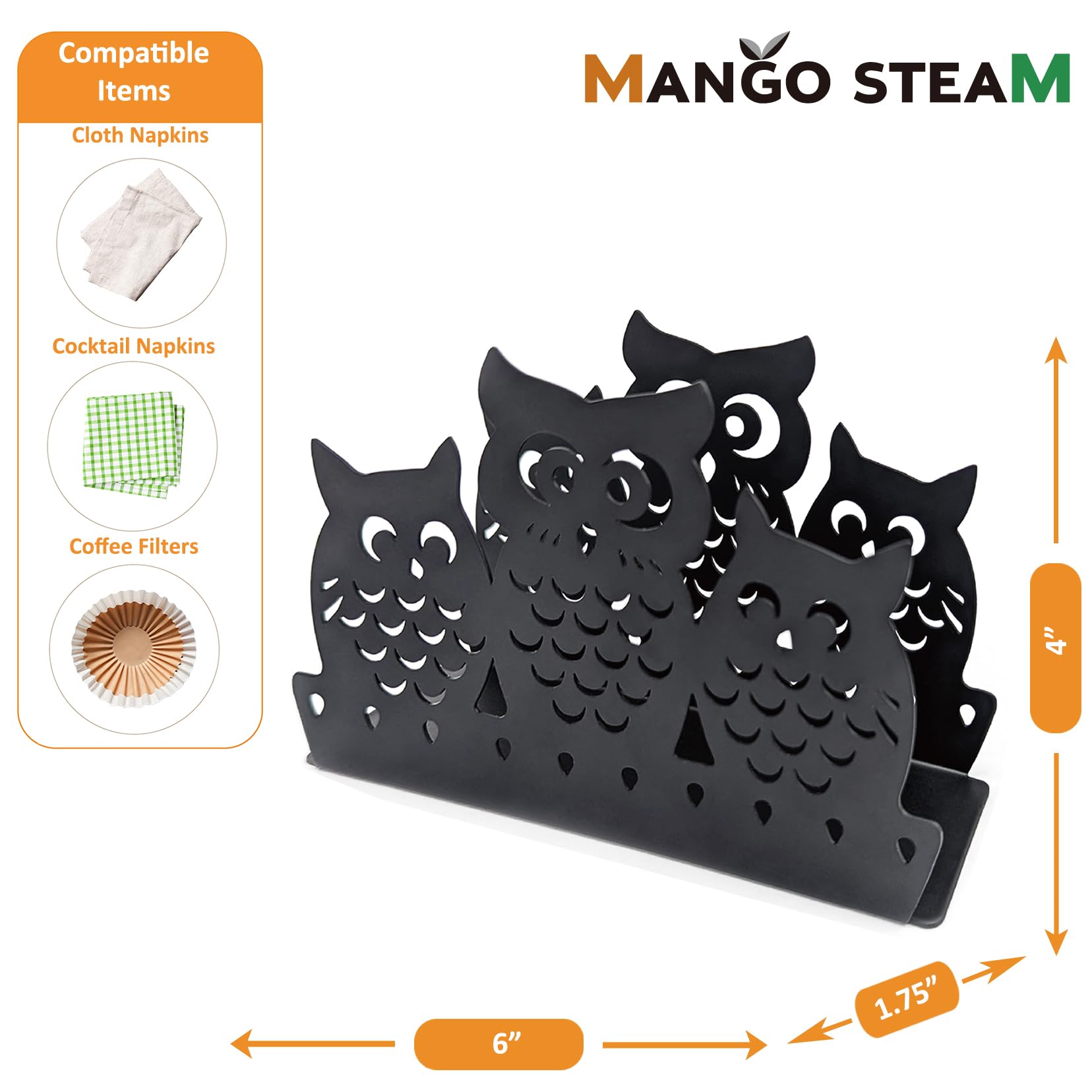 Mango Steam Napkin Holder (Owl  Black)
