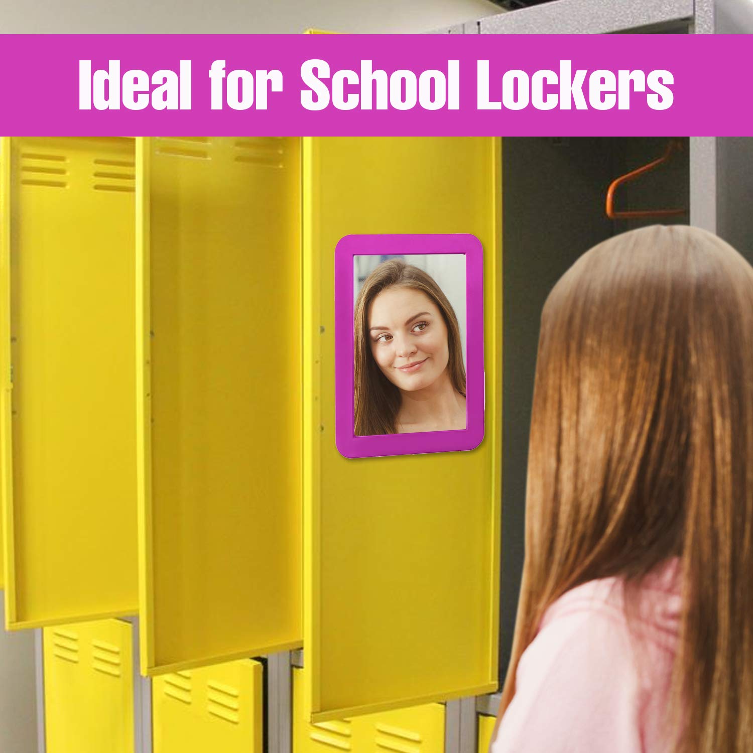 Pty Magnetic Real Glass Mirror For School Or Gym Locker, 5'' X 7'' Gray Framed - Locker Accessory - Small Makeup Mirror For Frid