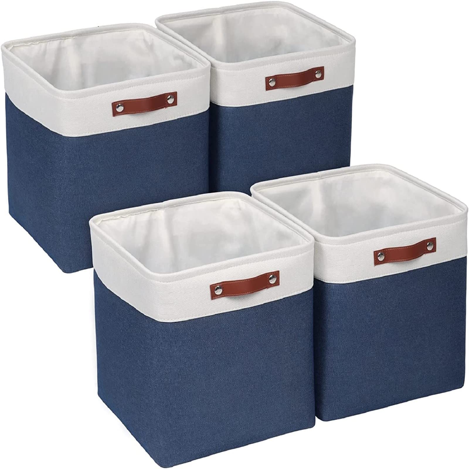 Univivi 13 Inch Storage Baskets With Hard Bottom 4 Pack 13 X 13 X13 Cube Storage Bins Foldable Fabric Storage Bins For Shelves,