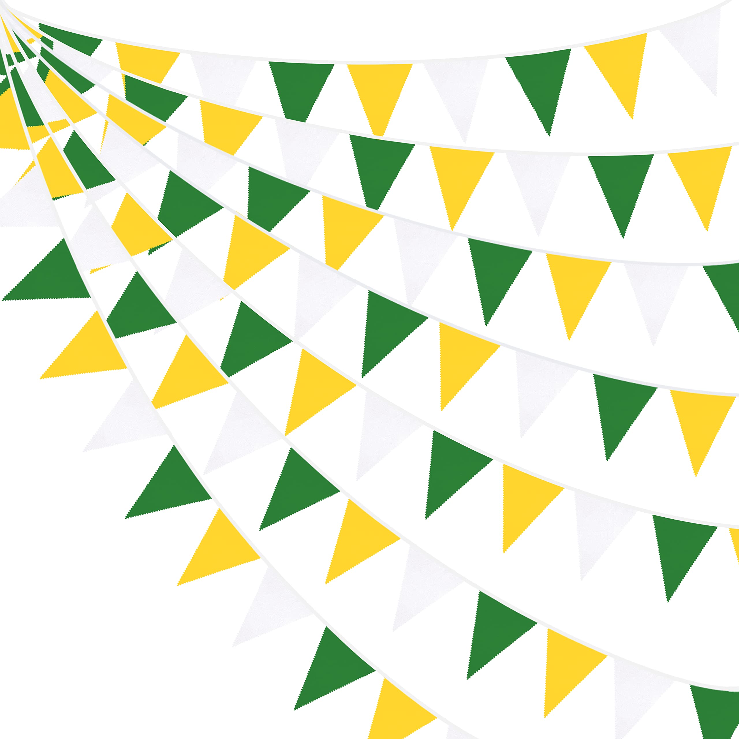 32Ft Yellow Green White Pennant Banner Fabric Triangle Flag Bunting Garland For Spring Summer Party Decorations Birthday Wedding
