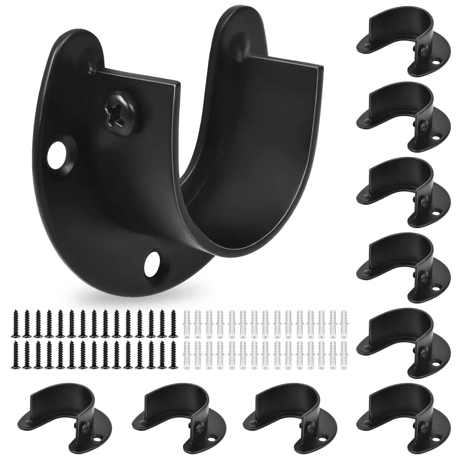 Closet Rod Holders, 10 Pack Stainless Steel Closet Rod Brackets, 1 Inch Closet Rod End Supports Heavy Duty Closet Pole Sockets U