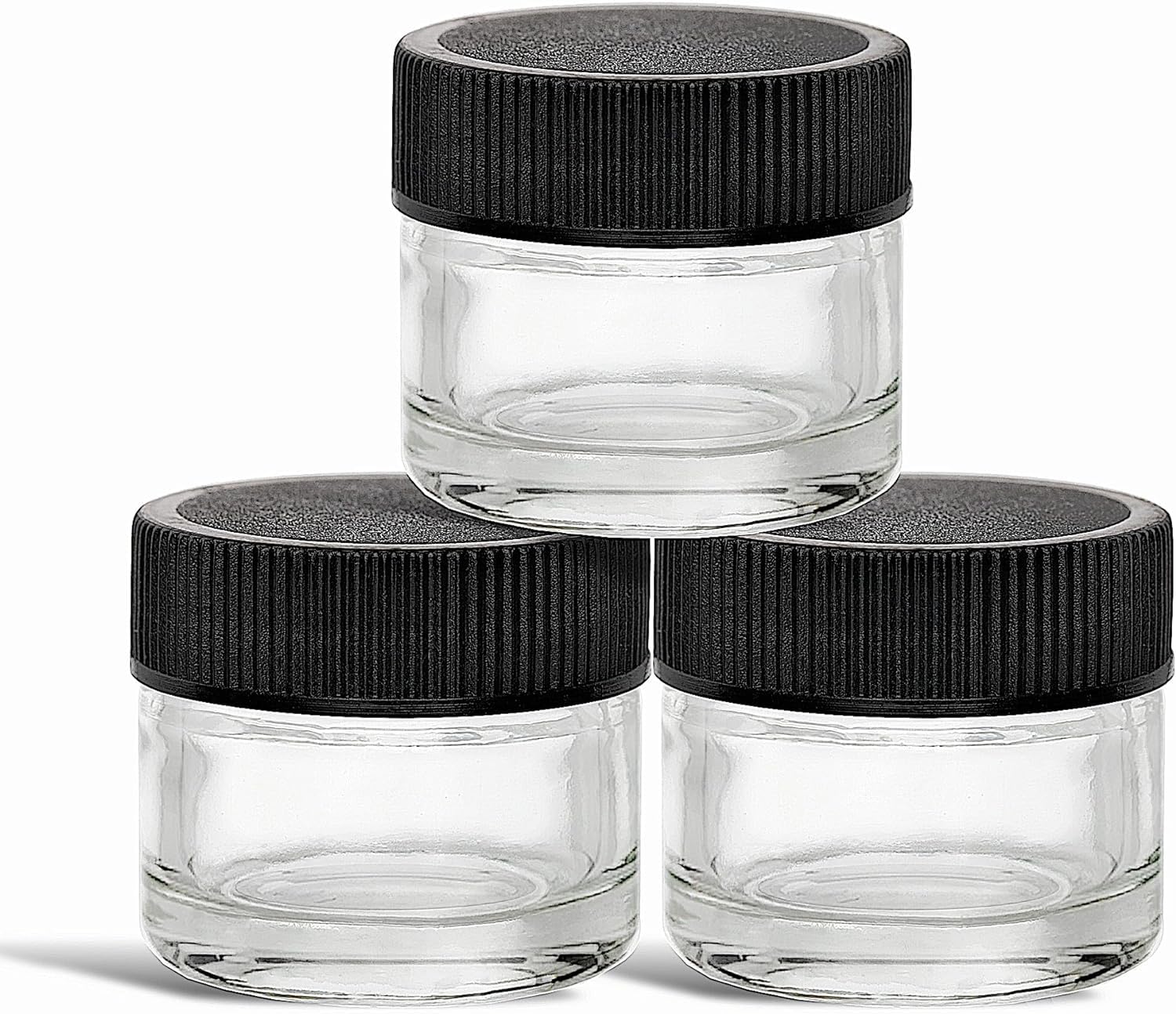(200 Pack) 5Ml Thick Glass Jars With Black Lids - Airtight Containers For Oil, Lip Balm, Wax, Cosmetics - Mini Refillable Jars G