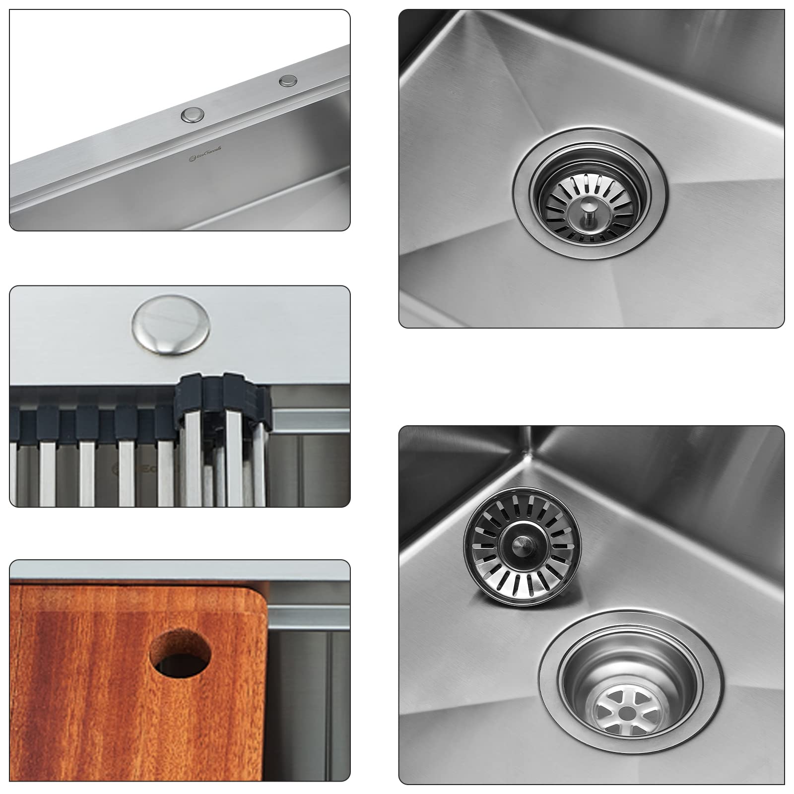 Ecochannels Kitchen Sink, 25 X 22 Inch Drop In Kitchen Sink Stainless Steel Topmount Kitchen Sink Workstation Sink Single Bowl