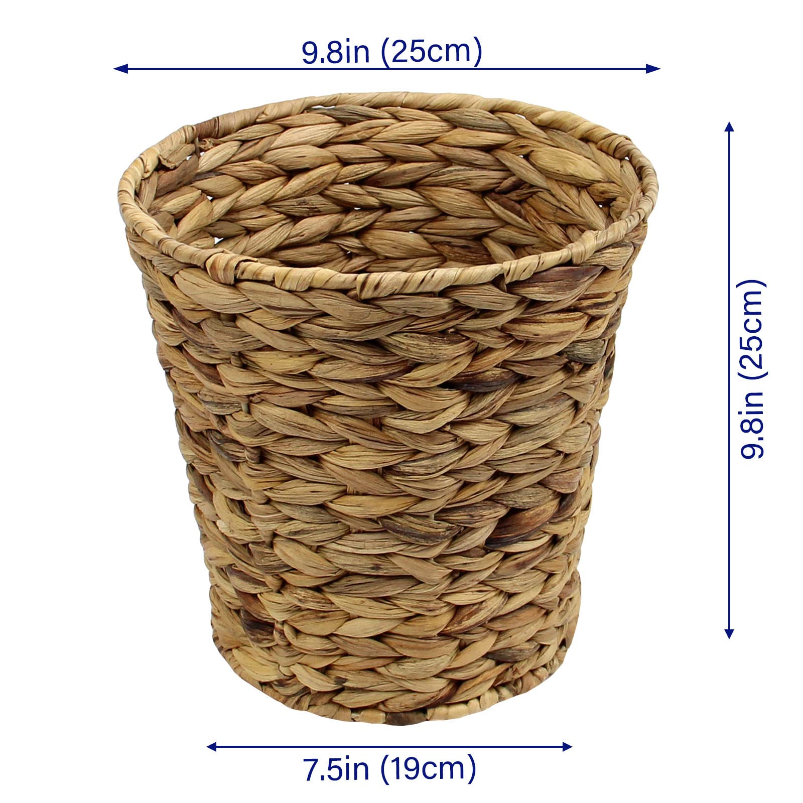 Casaphoria Round Water Hyacinth Garbage Baskets For Storage Natural Woven Hyacinth Laundry Rubbish Basket Durable Circular Waste