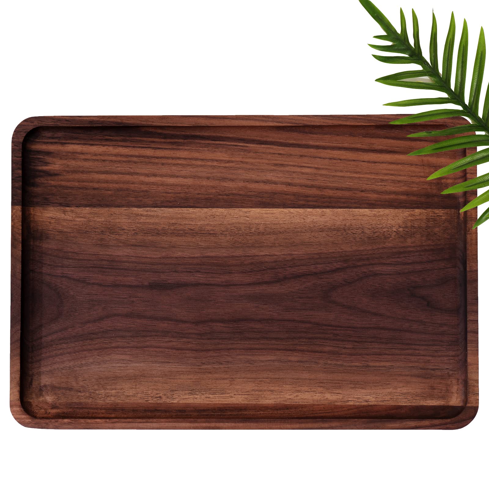 Rustic Walnut Wood Serving Tray,13''X9'' Rectangle Platter Tea Tray Coffee Table Tray,Kitchen Tableware Decor Decorative Wood De