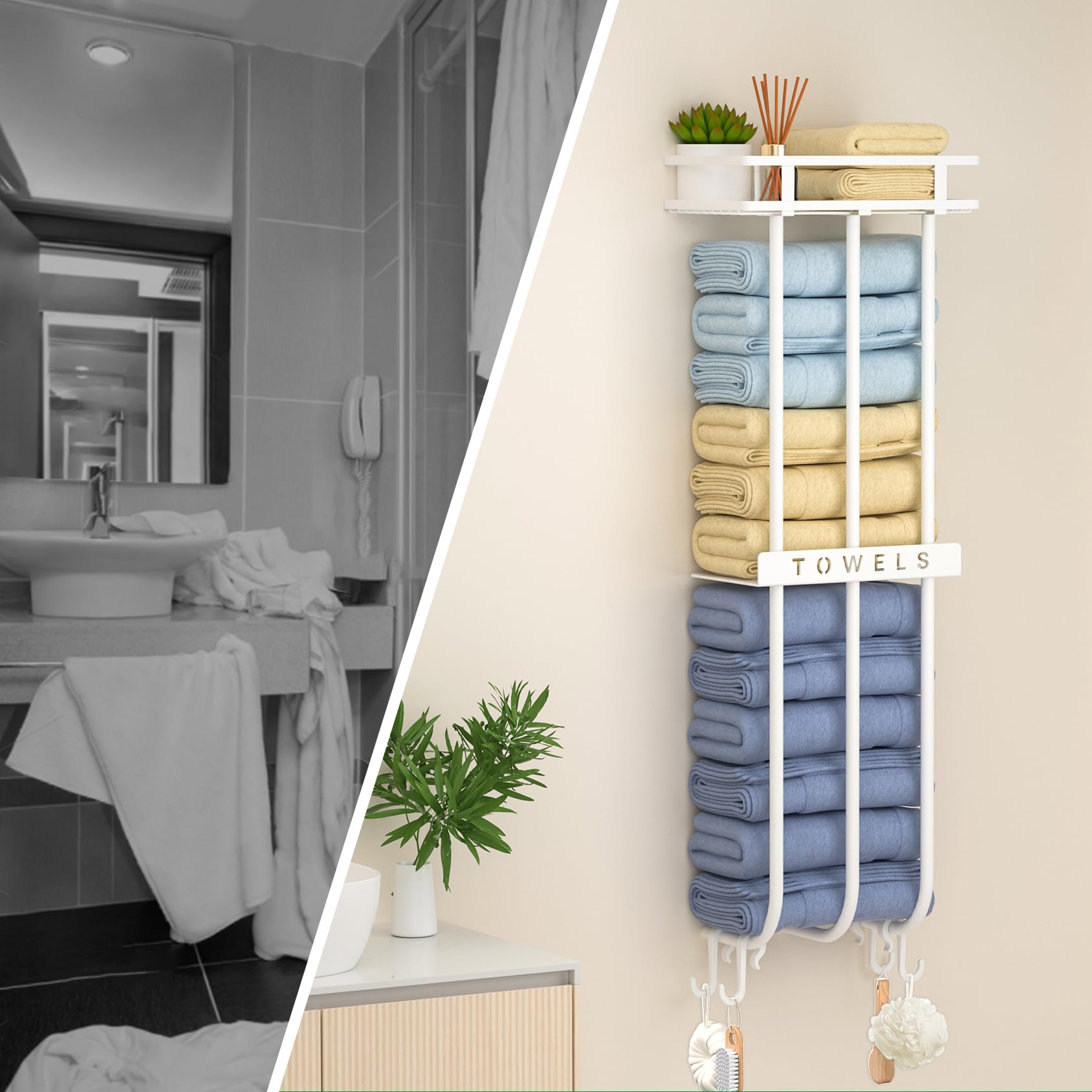 Gaguiup Towel Racks For Bathroom, Wall Mounted Towel Rack Holder, 32 Inch Rolled Towel Rack For Small Bathroom Towel Storage, 3
