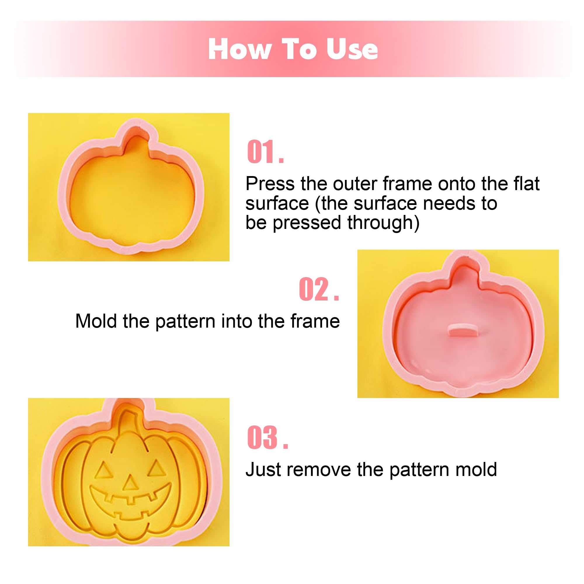 10Pcs 3D Halloween Cookie Cutter Set, Food-Grade Plastic Halloween Cookie Stamps, Pumpkin & Ghost Expressions Cookie Molds, Cook