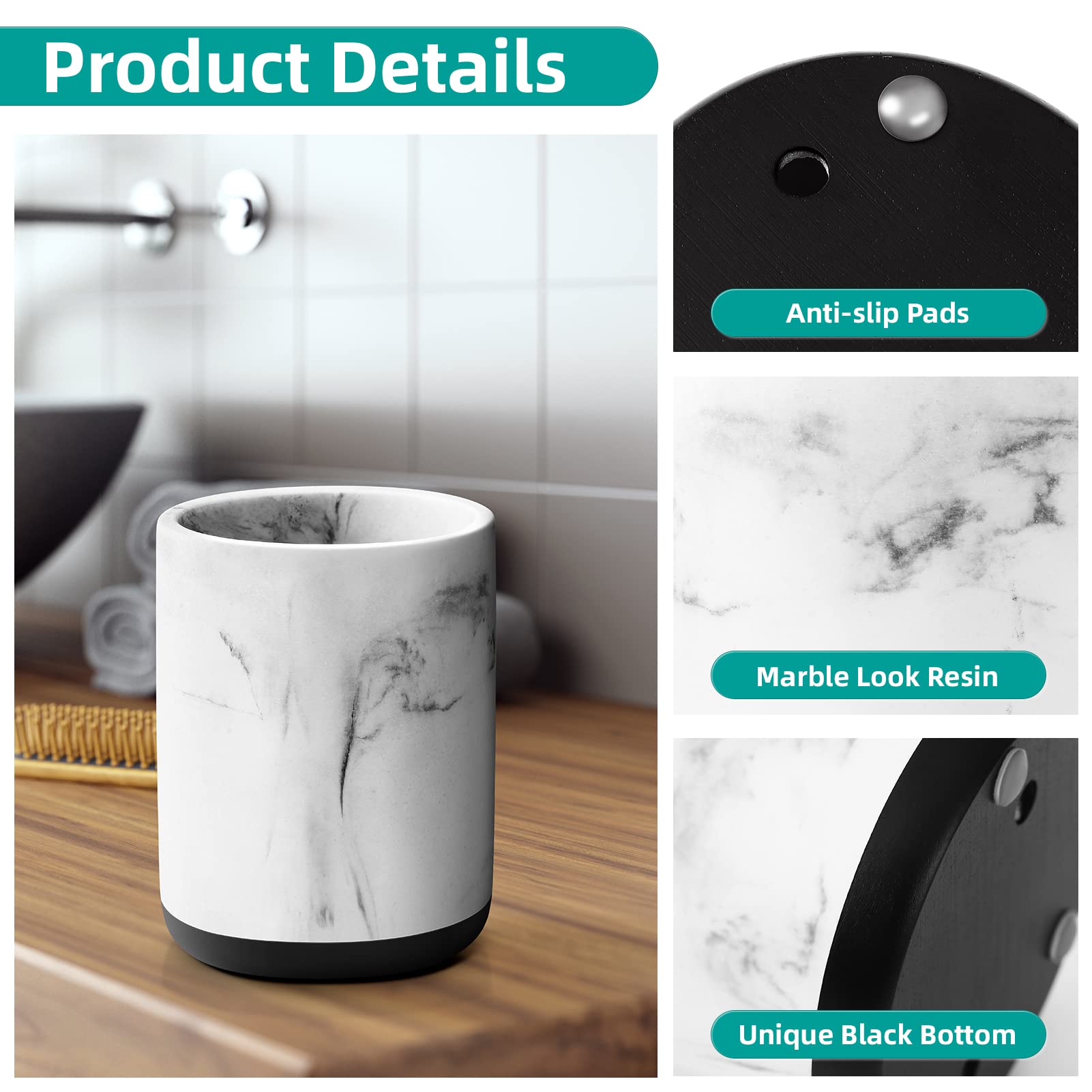 Vitviti Toothbrush Holders For Bathrooms, Toothpaste Tooth Brushing Holder, Bathroom Organizer Countertop For Vanity/Makeup Brus