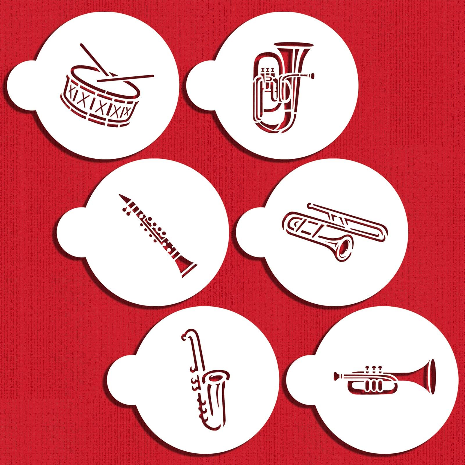 Marching Band Instruments Cookie Stencil By Designer Stencils