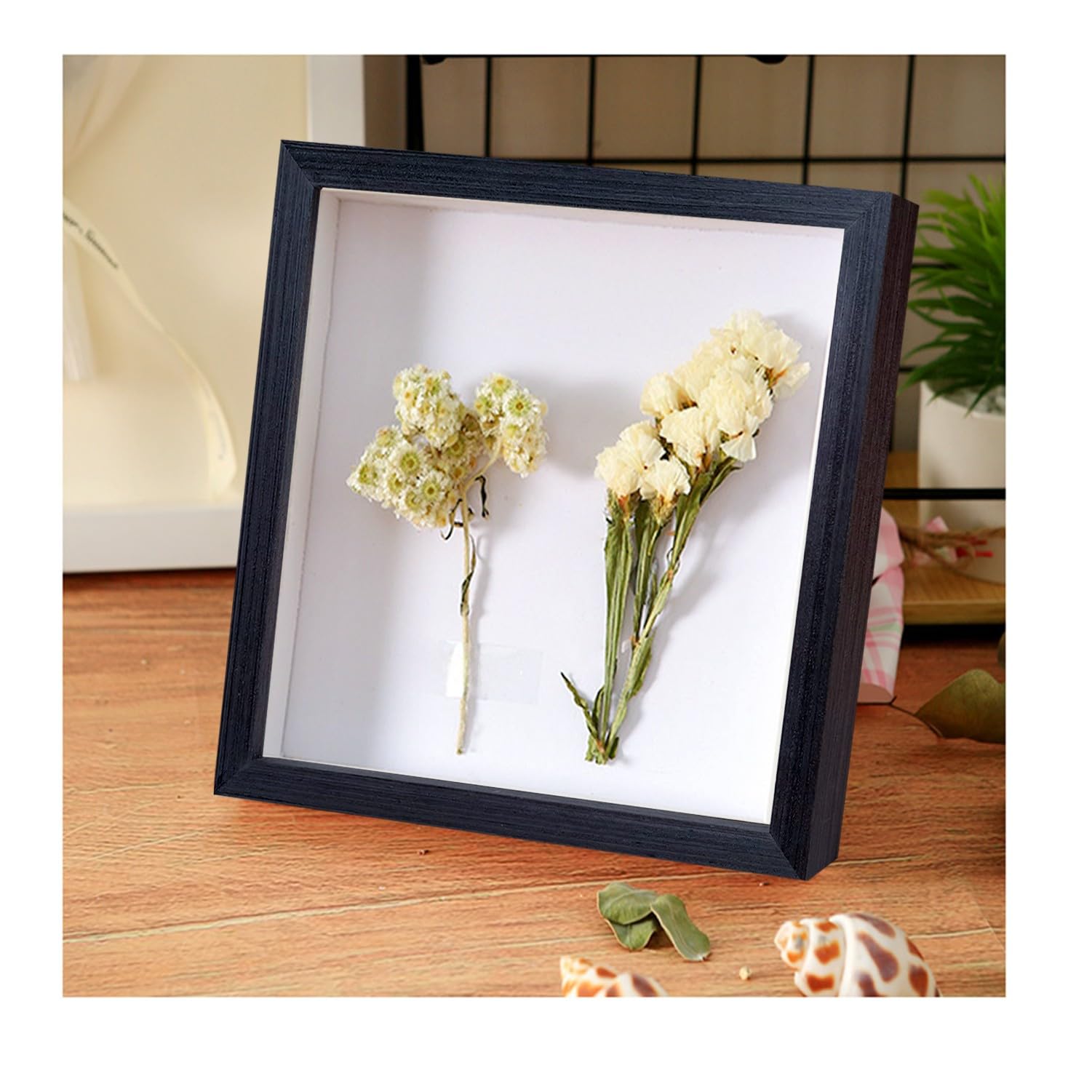 Dohomi 8x8 Shadow Box Frame Black Shadow Box Display Case 3 Pack Wooden Picture Frame Glass Surface Internal Depth 0.6 inch for