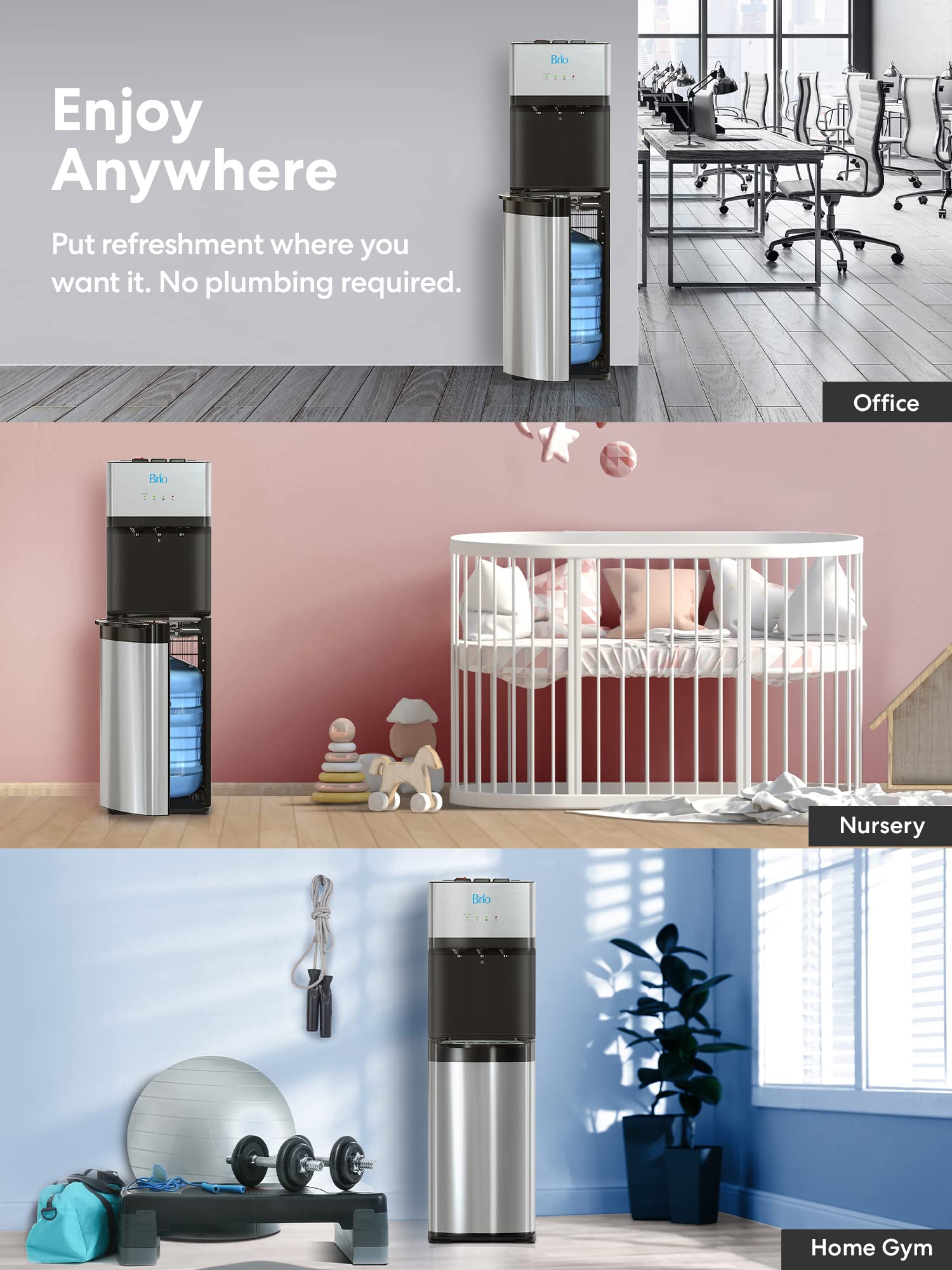 Brio Self Cleaning Bottom Loading Water Cooler Water Dispenser - Limited Edition - 3 Temperature Settings - Hot, Cold & Cool Wat