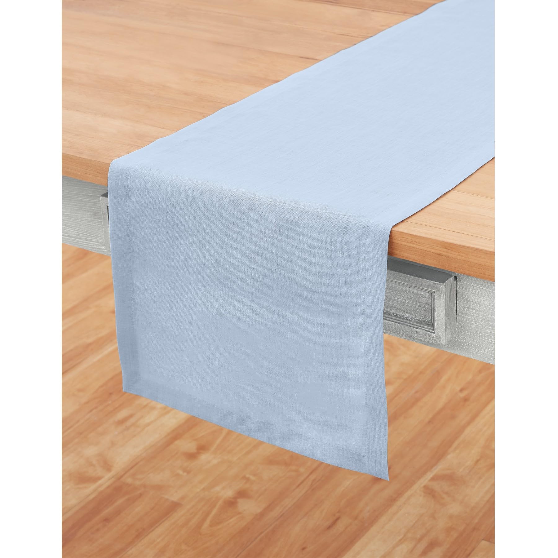 Solino Home Linen Table Runner 48 Inch - 100% Pure Linen Sky Blue Table Runner 14 X 48 Inch - Machine Washable Dining Christmas
