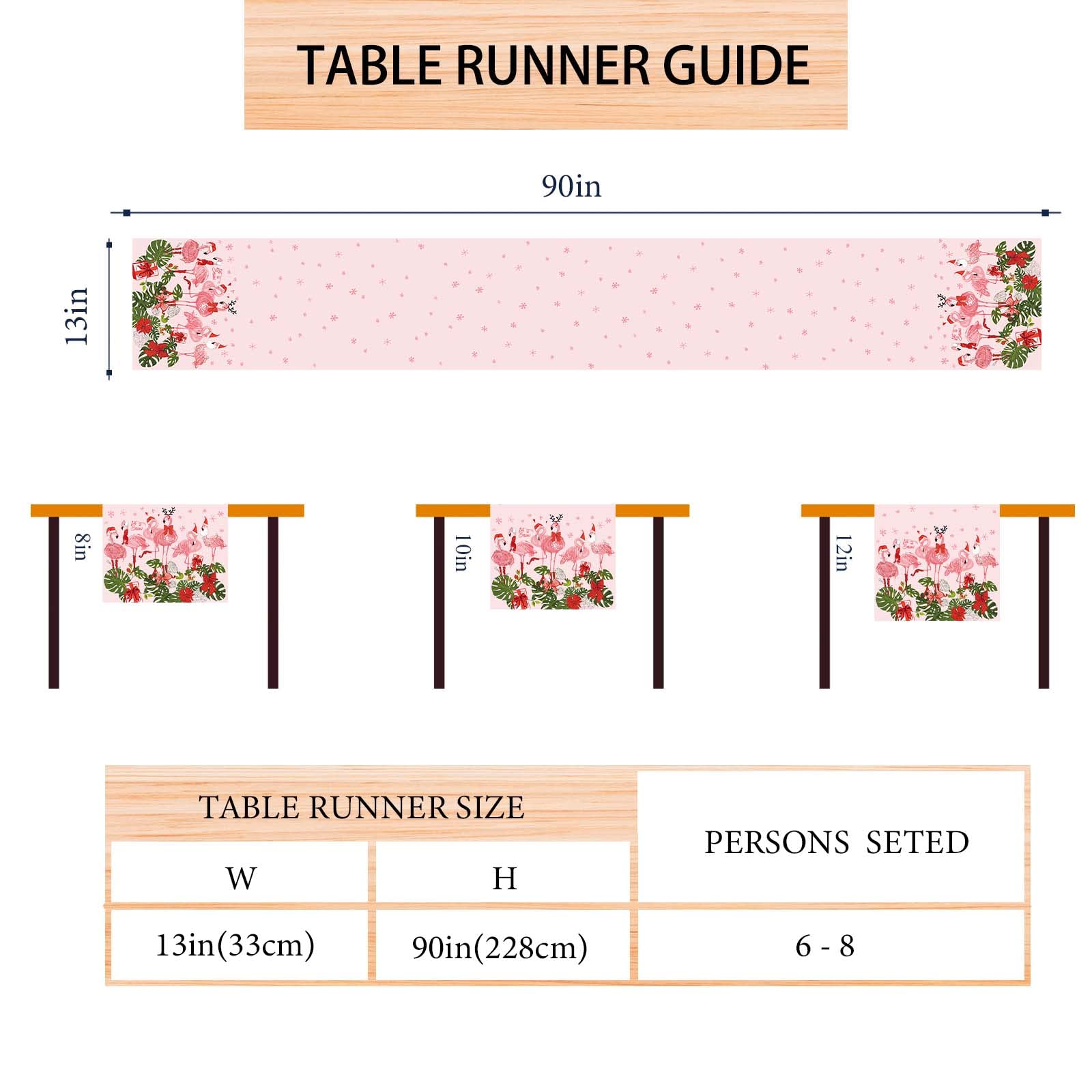 Linen Pink Hawaiian Tropical Flamingo Christmas Table Runner 90 Inches Long Hawaii Beach Christmas Xmas Winter Holiday Home Kitc