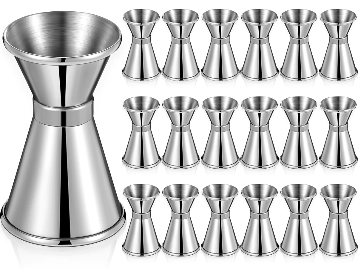 18 Pcs Double 1/2 & 1 Oz Bar Jigger Stainless Steel Cocktail Jigger Shot Jigger Measuring Liquor Cup Bartender Supplies Measurin