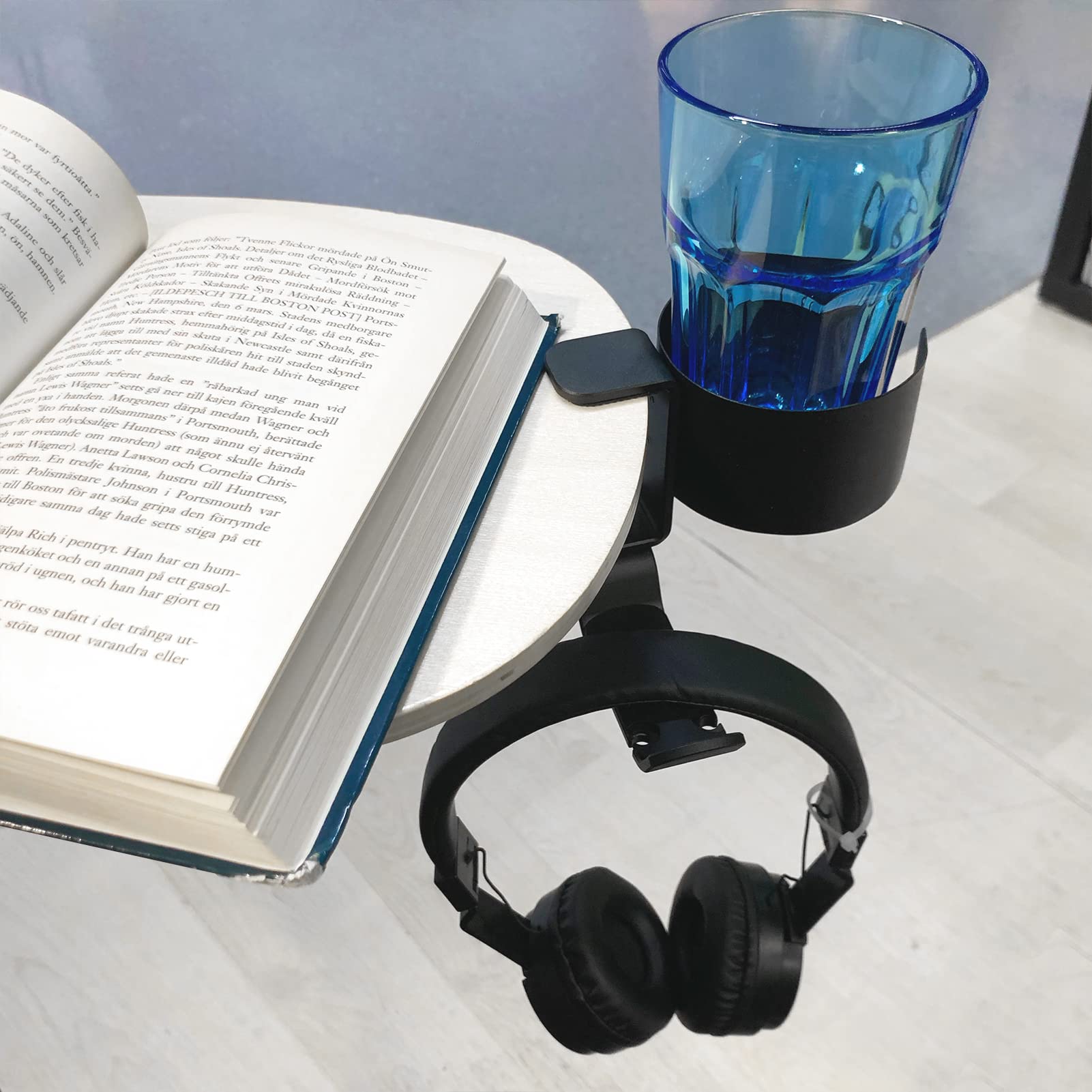 Airtaxiing Desk Cup Holder With Headphone Hanger For Desk In Home, Anti-Spill Cup Holder For Desk, Table Cup Holder For Water Bo