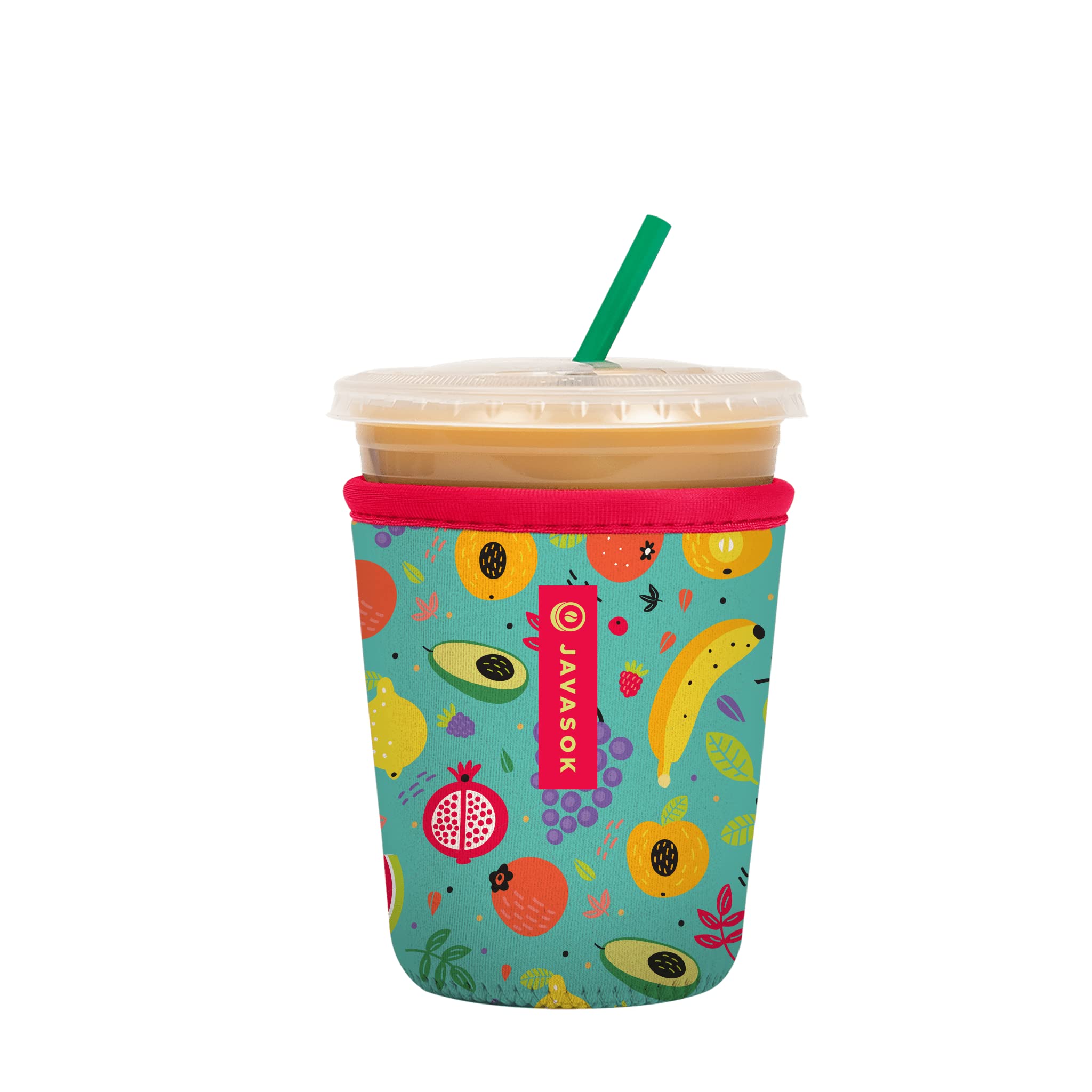 Sok It Java Sok Iced Coffee & Cold Soda Insulated Neoprene Cup Sleeve (Fruit Basket, Small: 16-20oz)