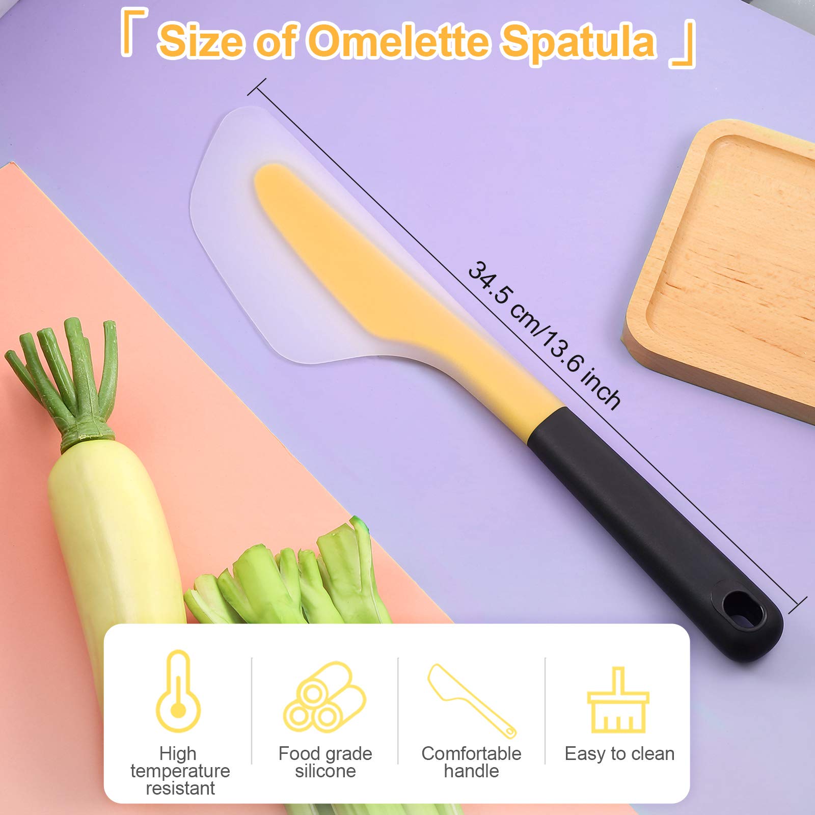 Omelette Spatula Kitchen Omelet Turner Silicone Non-Stick Omelette Scraper Silicone Pigment Scraper With Non Slip Grip For Kitch