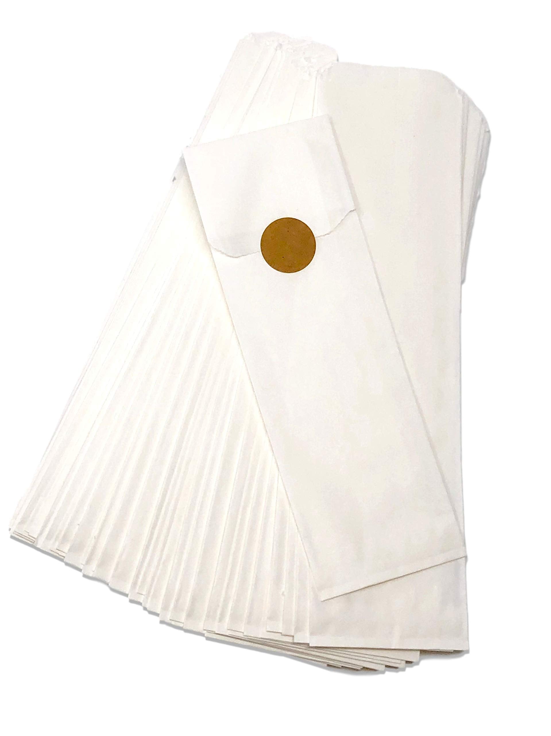 Kraft Churro Bags Plus Stickers For Sealing. 125 Bags For Pretzel Rods, Bakery Treats, Or Silverware. Includes Stickers For Labe