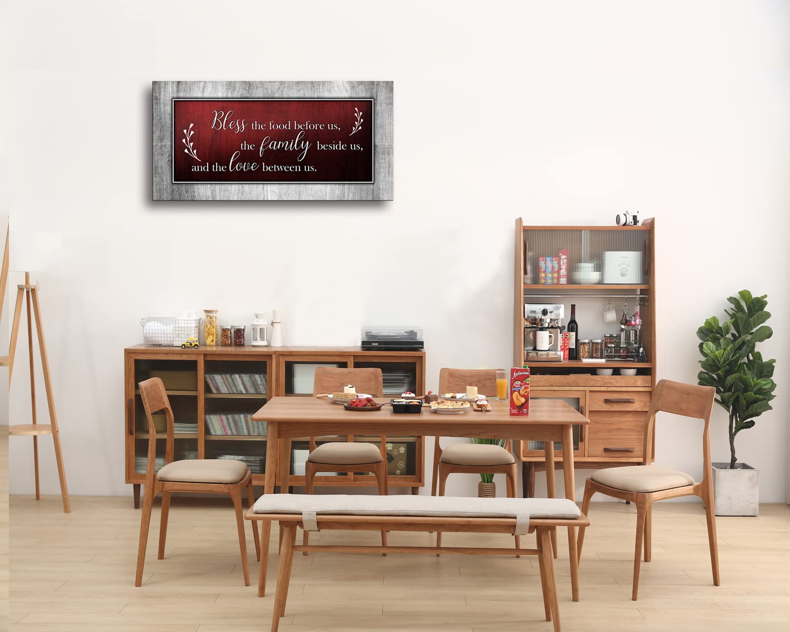 Motivational Quotes Christian Wall Art Red And Grey Canvas Prints Bless The Food Quote Wall Pictures Framed Artwork For Home Liv