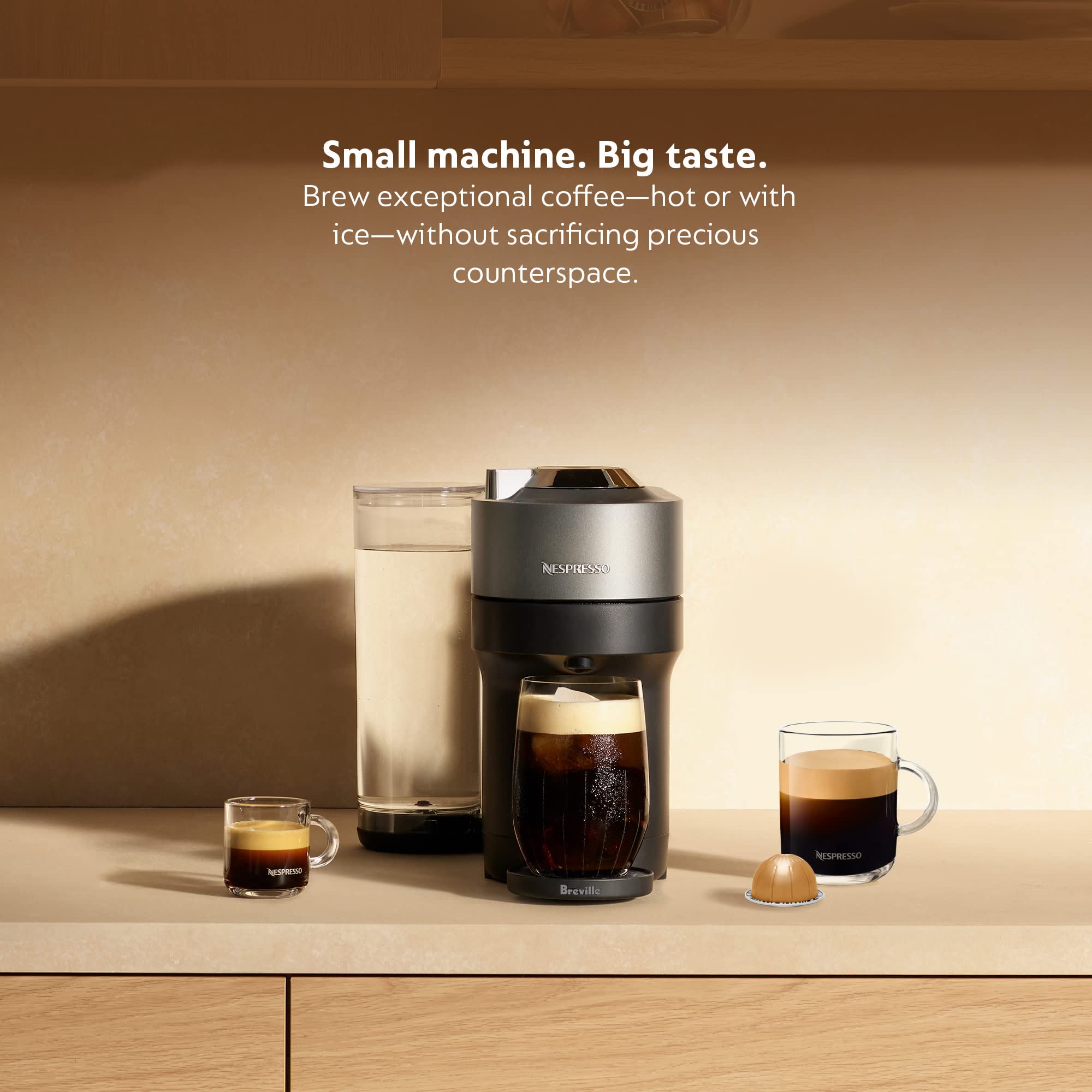 Nespresso Vertuo Pop+ Deluxe Coffee And Espresso Maker By Breville With Milk Frother, Titan